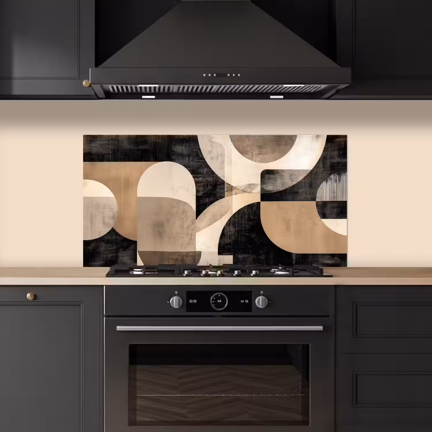 Abstract - Vormen - Modern - Beige keuken achterwand spatscherm middel -sfeer1