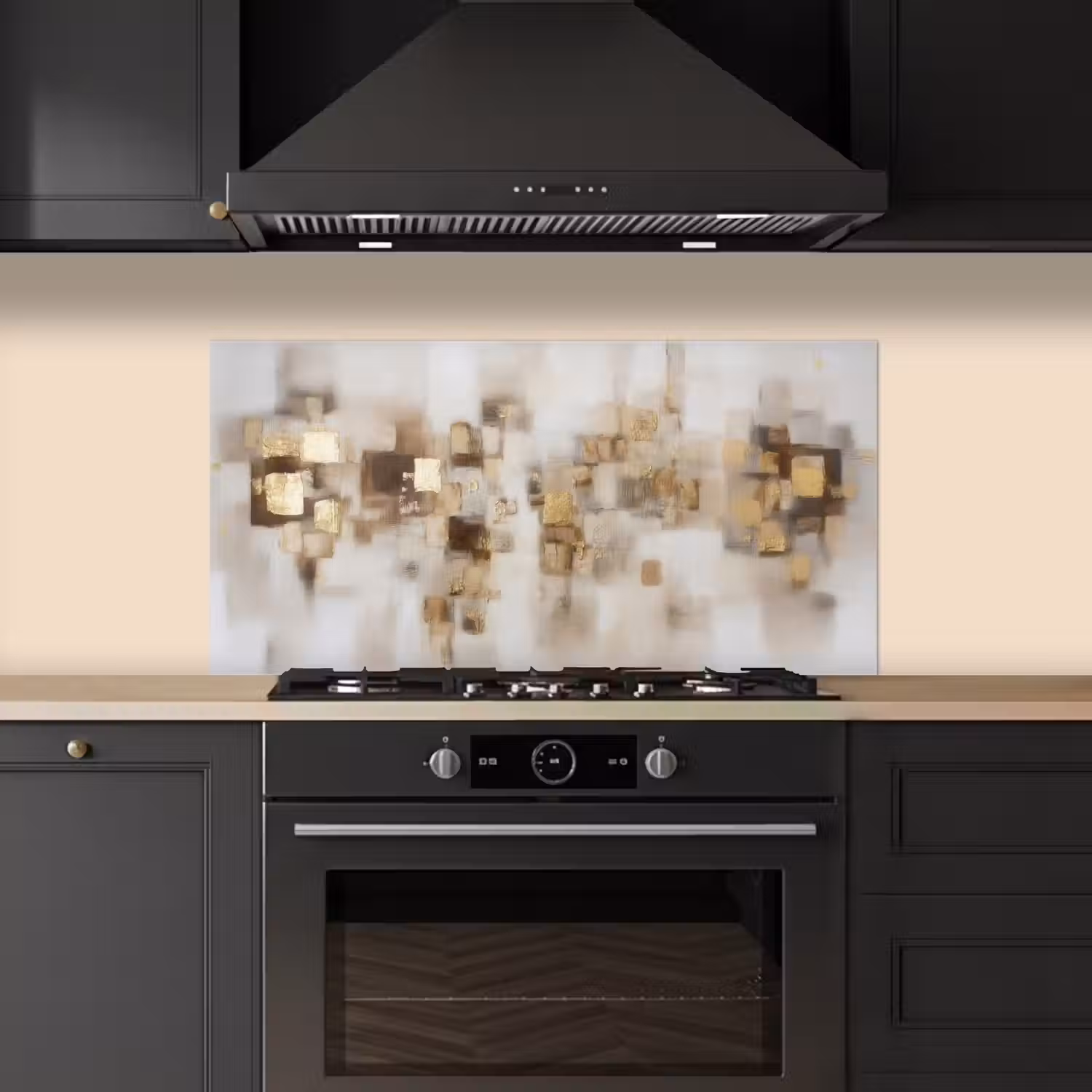 Abstracte vierkanten - Aardetonen - Mistig keuken achterwand spatscherm middel -sfeer1