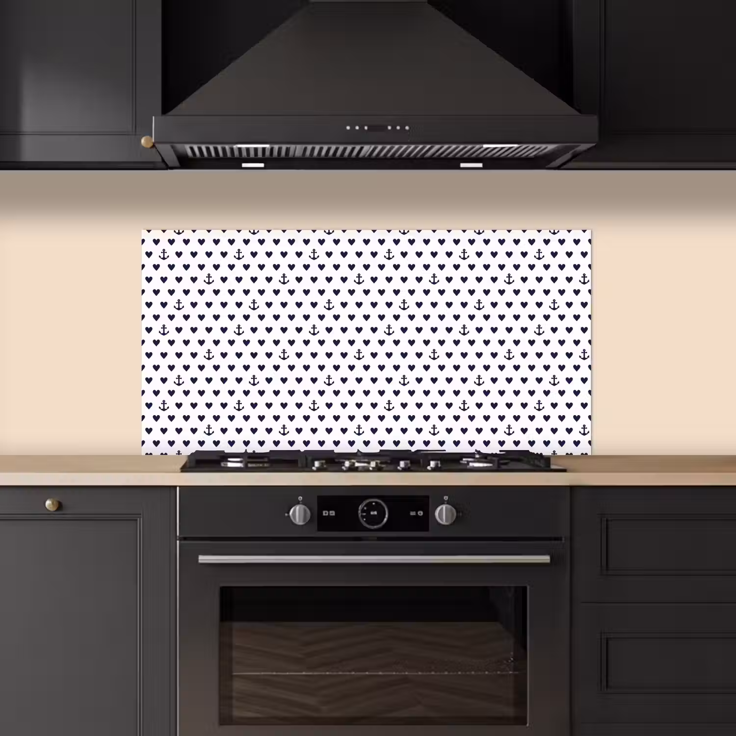 Anker - Hart - Blauw - Wit keuken achterwand spatscherm middel 899 -sfeer1