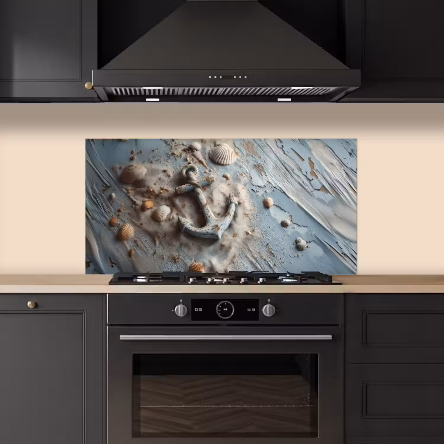 Anker - Hout - Schelpen - Zand keuken achterwand spatscherm middel -sfeer1