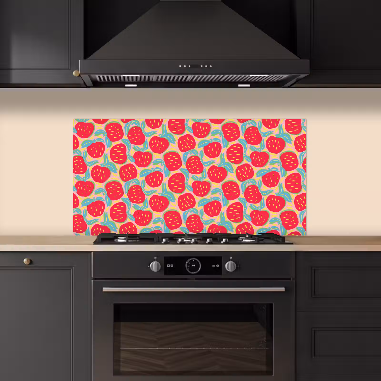 Appels - Rood - Stippen keuken achterwand spatscherm middel 899 -sfeer1