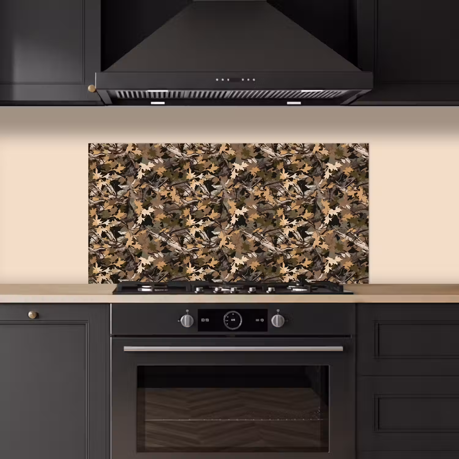 Herfst - Bladeren - Camouflage keuken achterwand spatscherm middel 899 -sfeer1