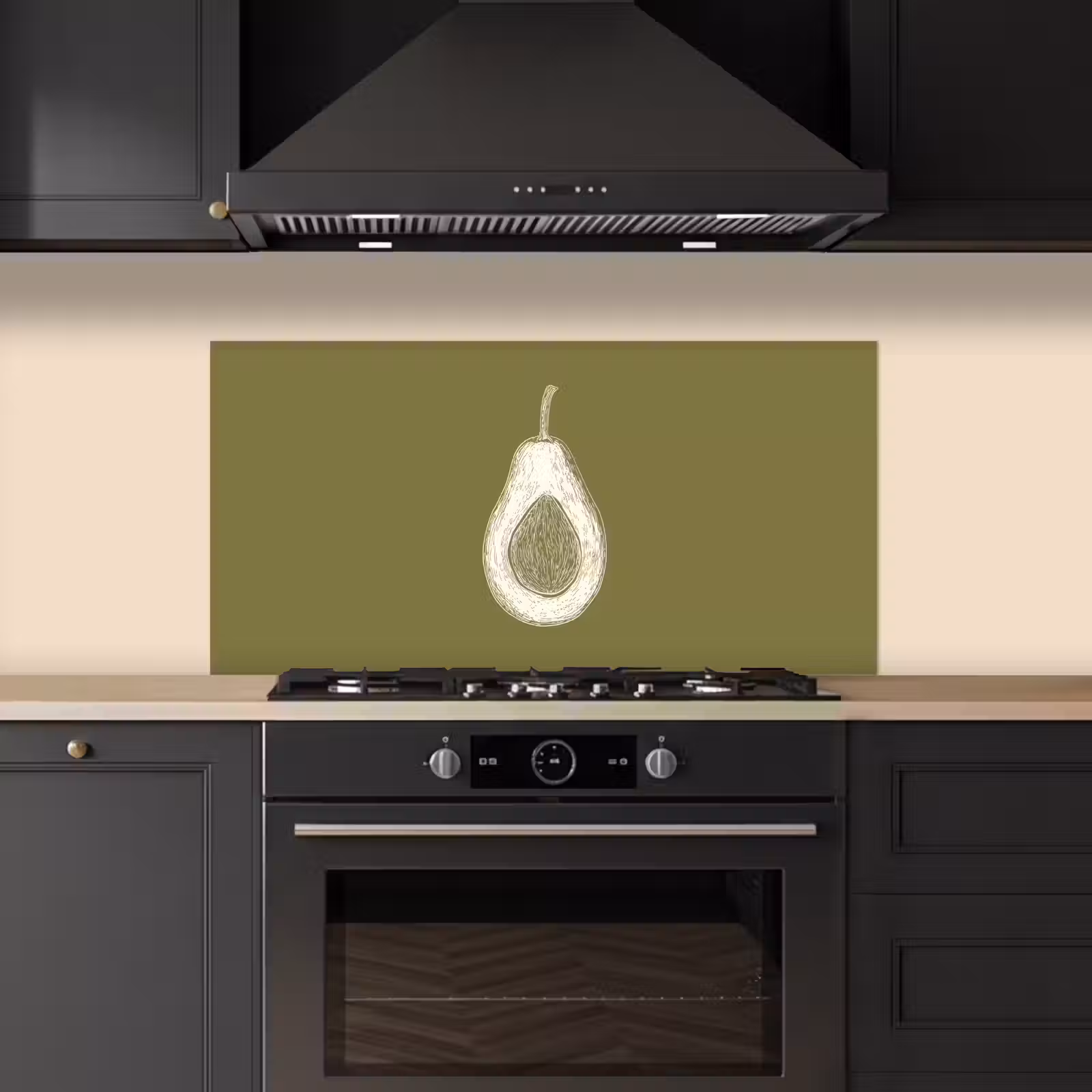 Avocado - Minimalistisch - Illustratie - Groen keuken achterwand spatscherm middel -sfeer1