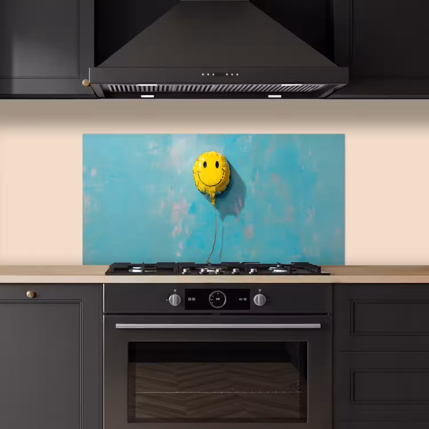 Ballon - Geel - Smiley keuken achterwand spatscherm middel -sfeer1