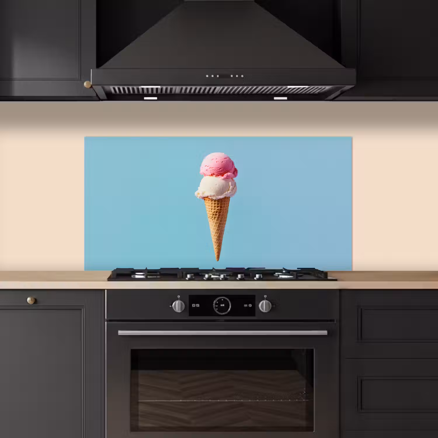Bolletjes - Schepijs - Hoorntje - Blauw keuken achterwand spatscherm middel -sfeer1