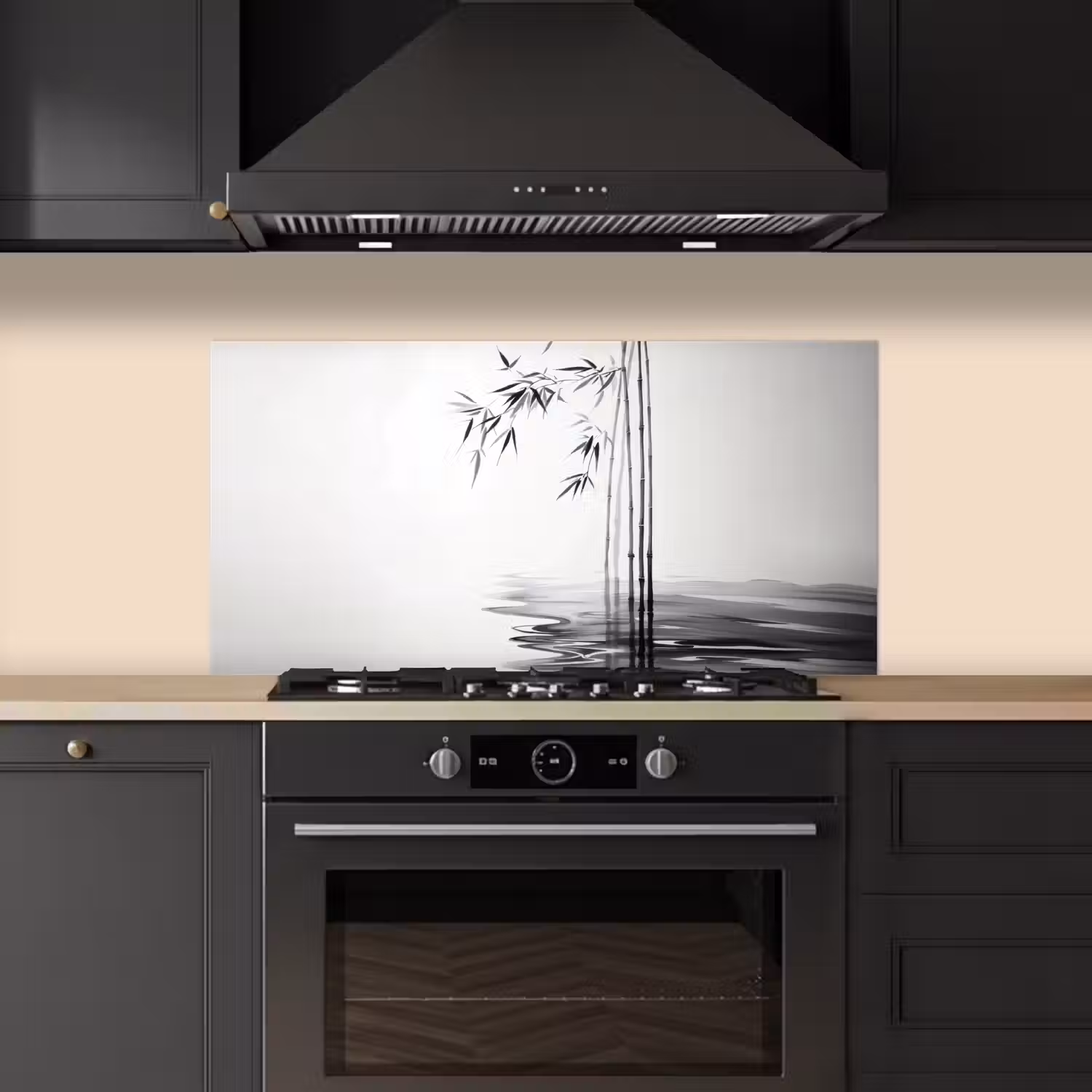 Bamboestammen - Water - Minimalistisch - Wit keuken achterwand spatscherm middel -sfeer1