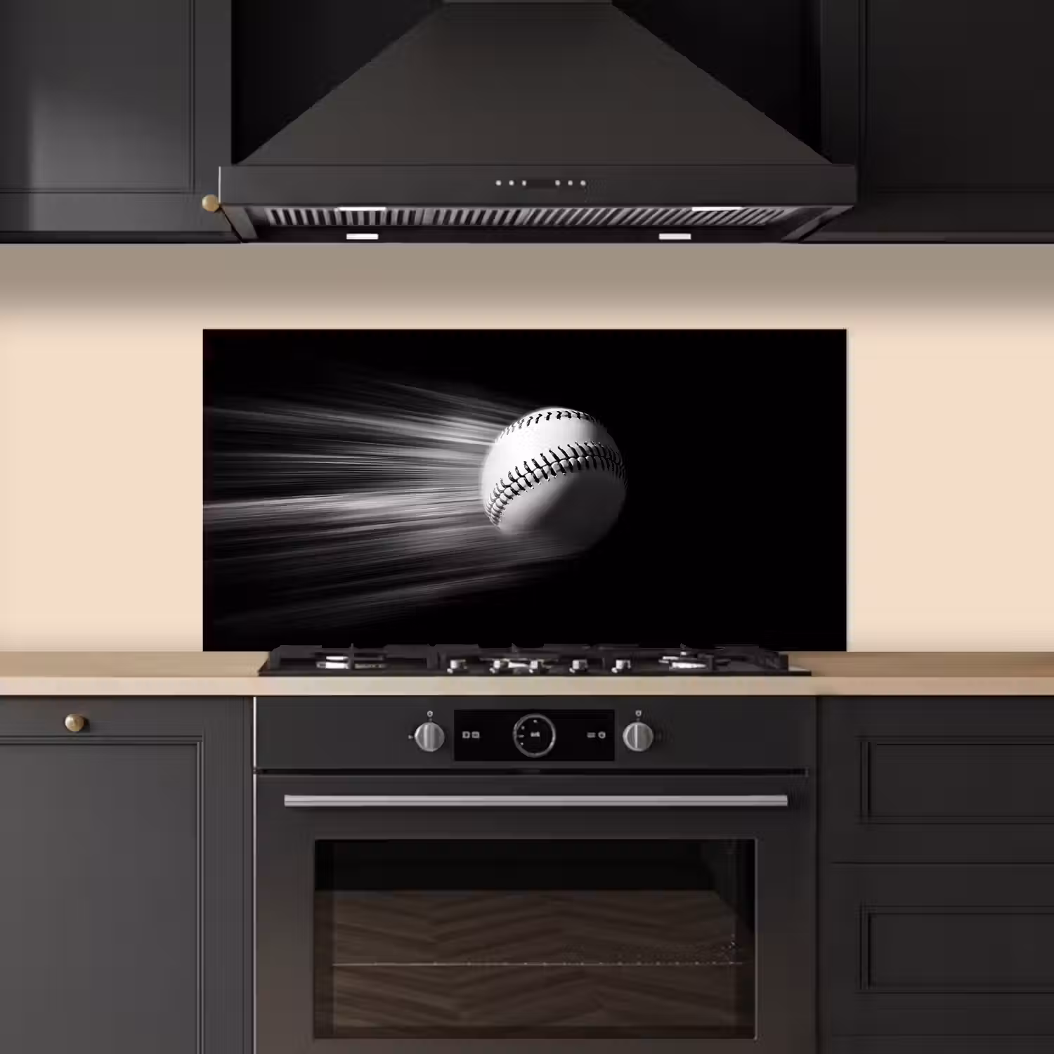 Honkbal - Wit - Vliegt keuken achterwand spatscherm middel -sfeer1