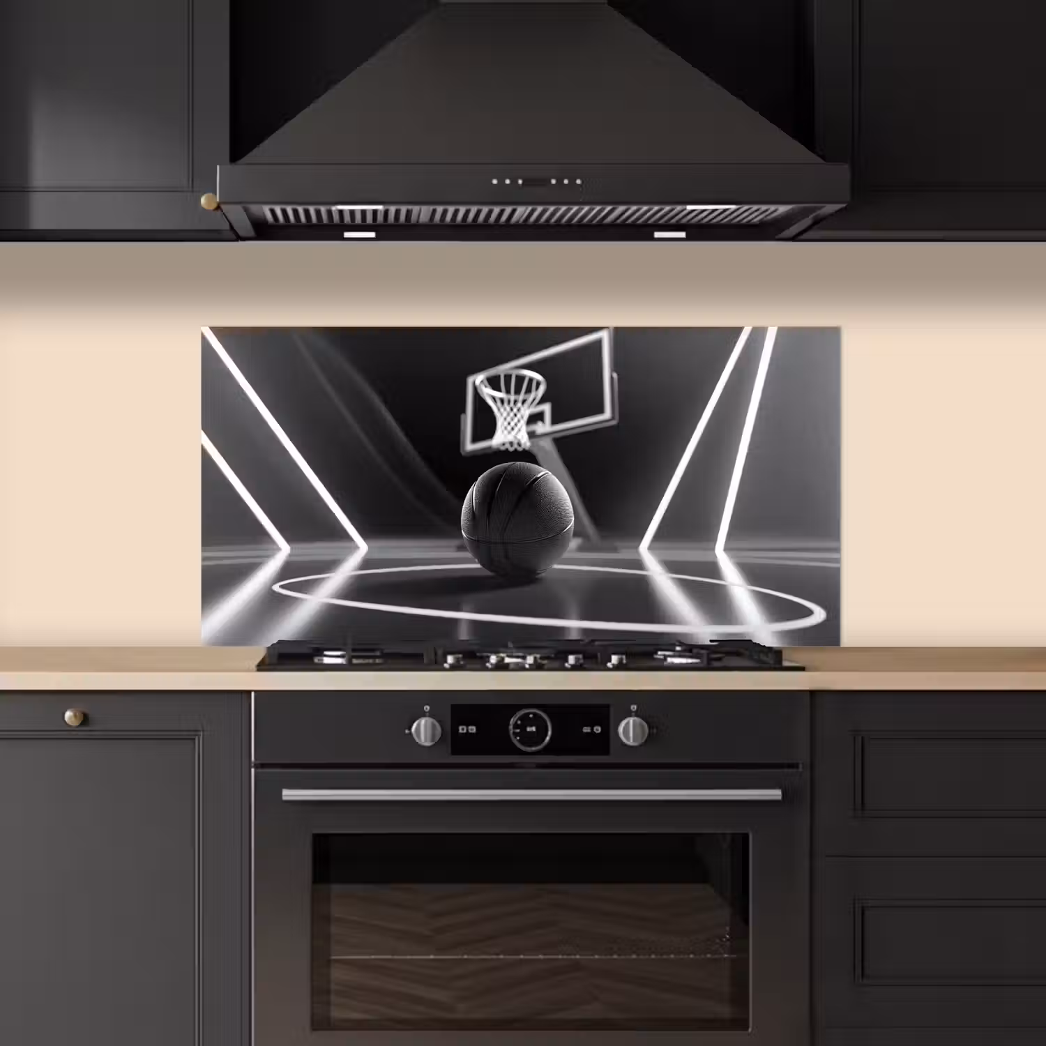 Basketbal - Basketbalveld - Lichtlijnen keuken achterwand spatscherm middel -sfeer1