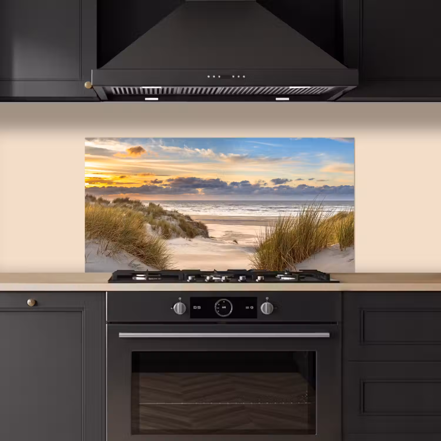 Strand - Duin - Gras - Zonsondergang - Zee keuken achterwand spatscherm middel -sfeer1
