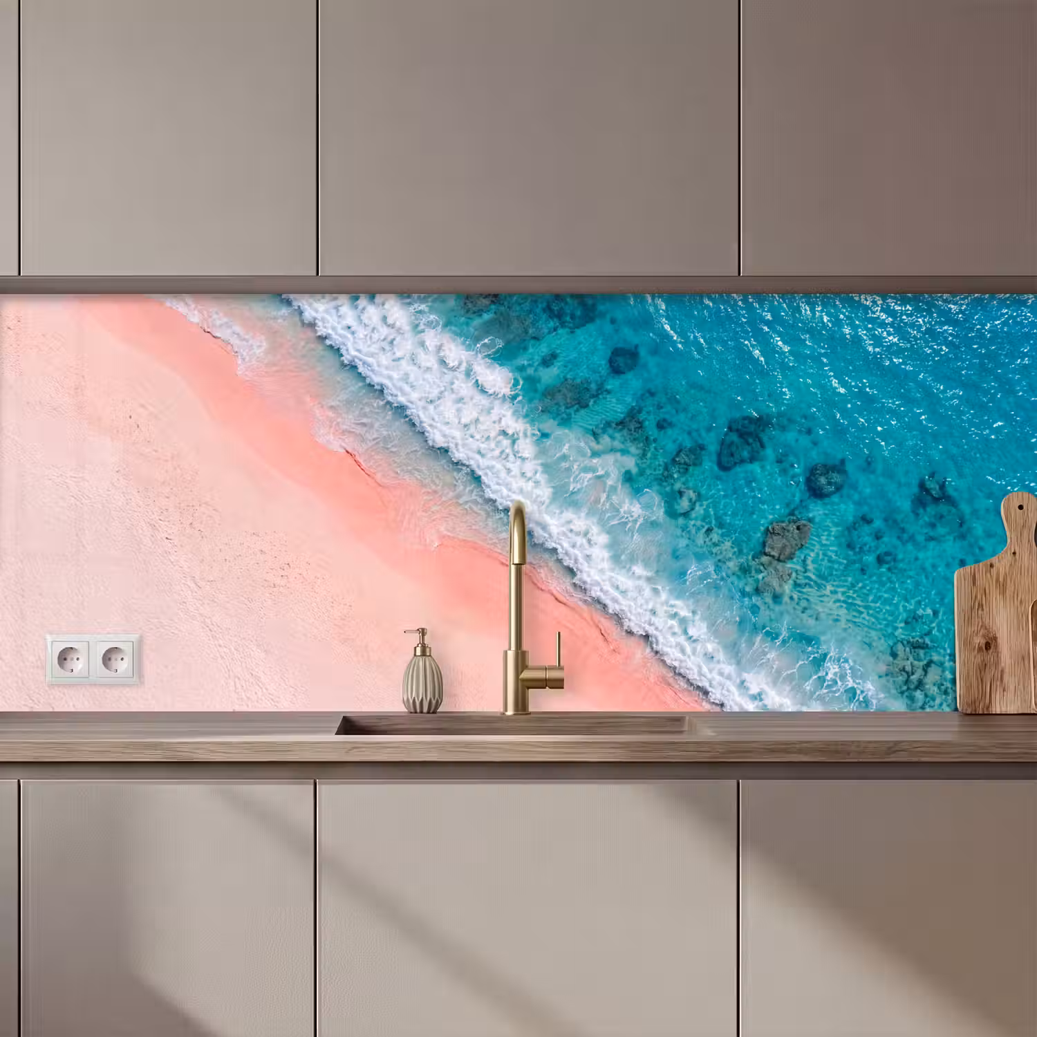 Strand - Oceaan - Golven - Roze Zand - Natuur keuken achterwand 2 middel zz_3dshopping