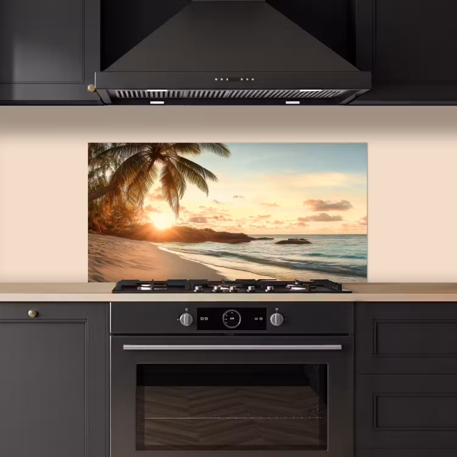 Strand - Palmbomen - Oceaan - Zonsondergang keuken achterwand spatscherm middel -sfeer1