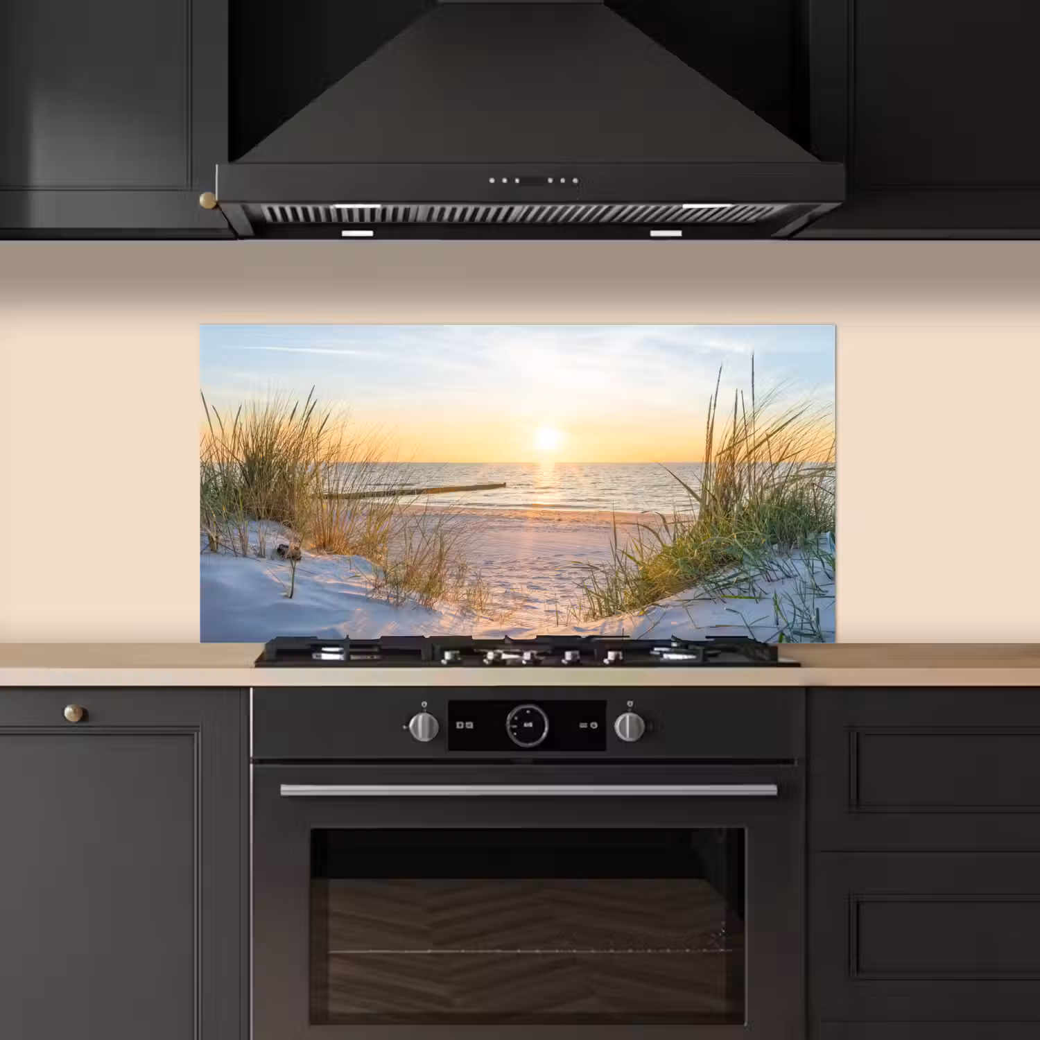 Strand - Zon - Duin - Gras - Zand - Horizon keuken achterwand spatscherm middel -sfeer1