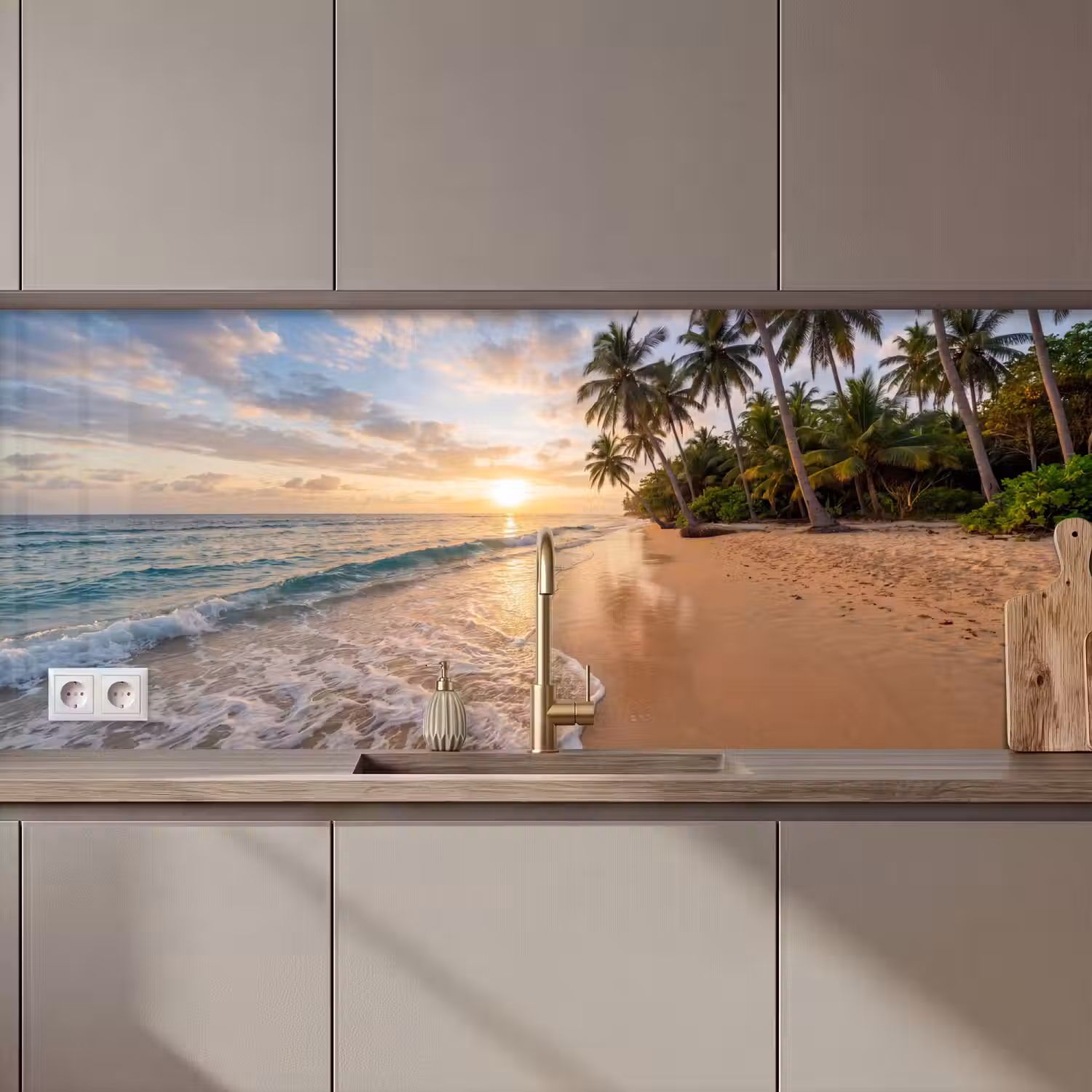 Strand - Zonsondergang - Tropisch - Natuur - Goud keuken achterwand 2 middel zz_3dshopping