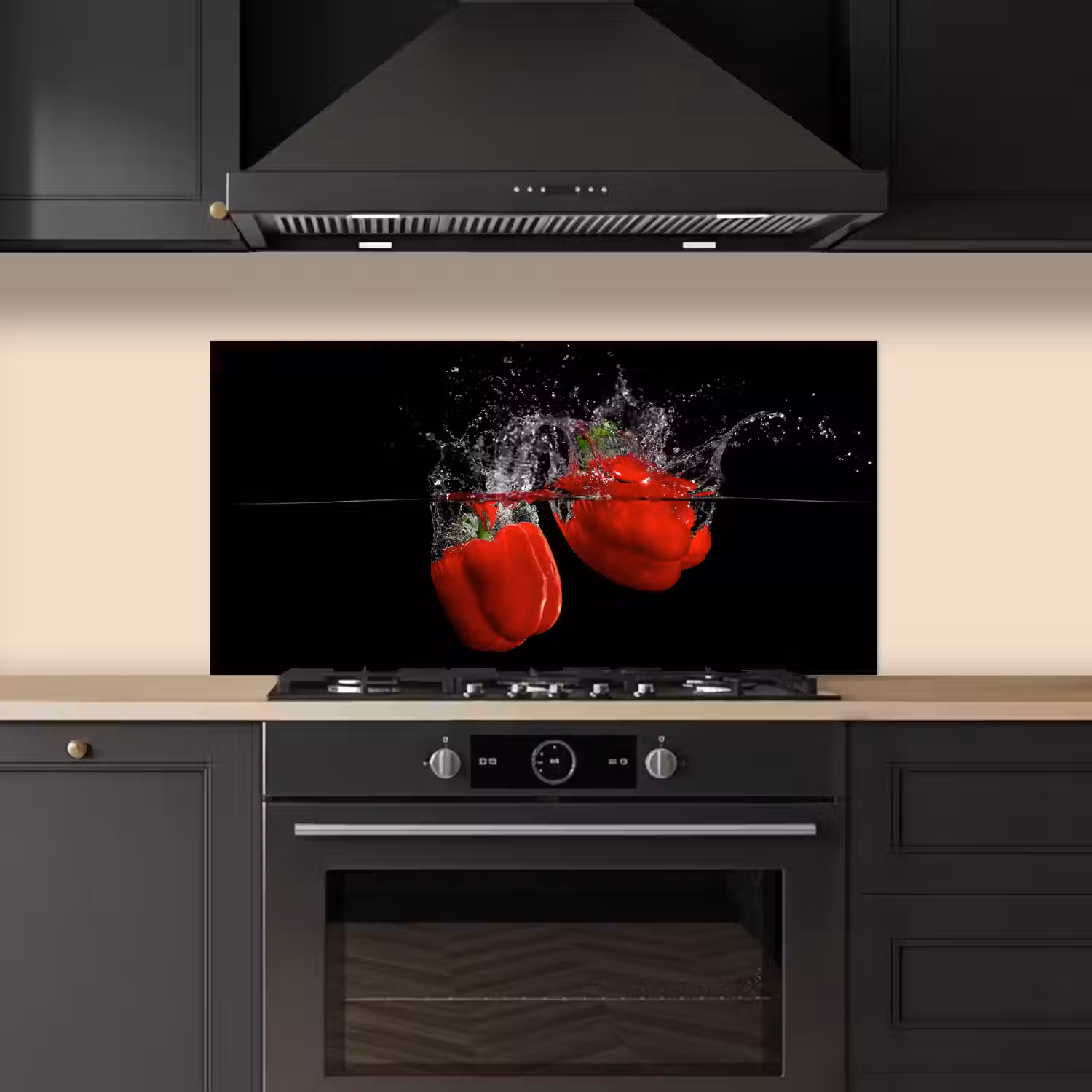 Paprika - Groente - Stilleven - Water - Rood keuken achterwand spatscherm middel -sfeer1