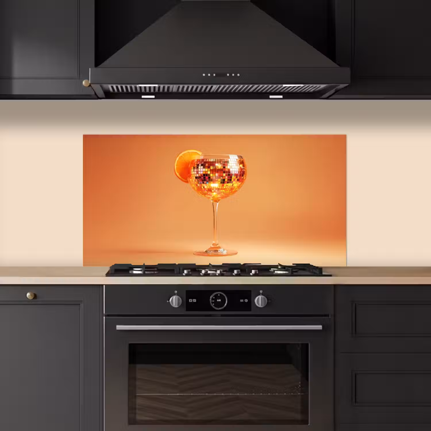 Drank - Oranje - Glitter - Disco keuken achterwand spatscherm middel -sfeer1