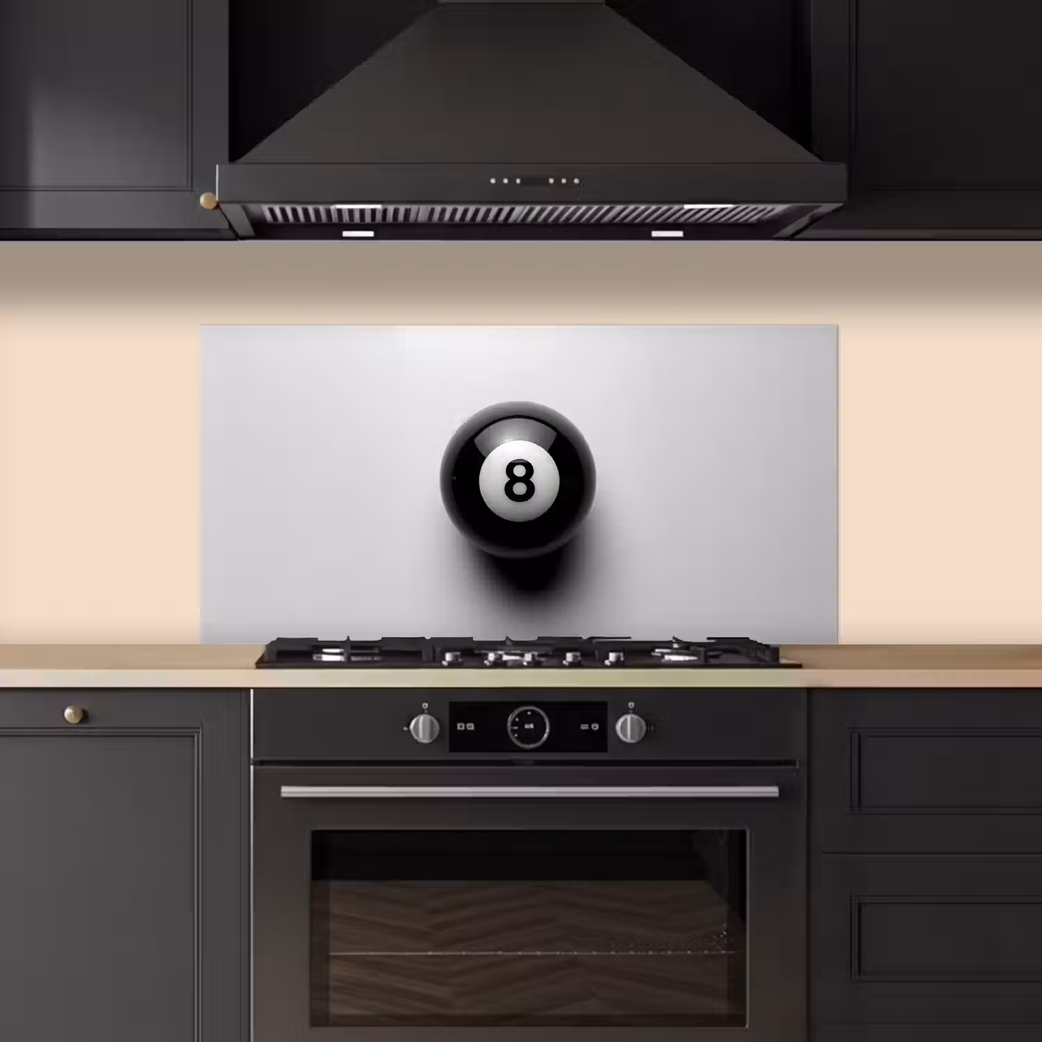 Biljartbal - Getal - Acht - Wit keuken achterwand spatscherm middel -sfeer1