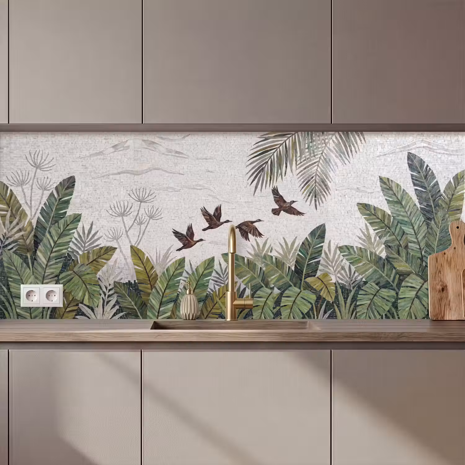Vogel - Vliegend - Tropisch - Mozaïek - Groen keuken achterwand 2 middel zz_3dshopping