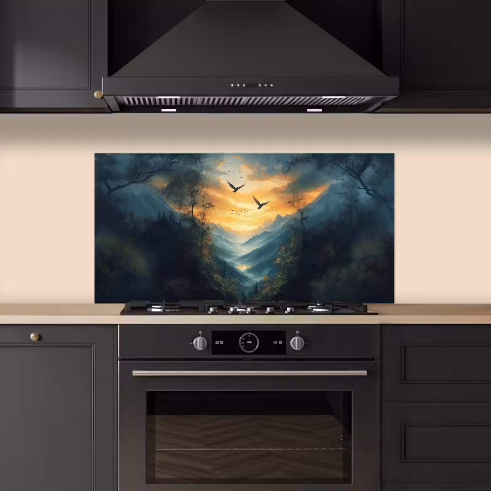 Vogels - Zon - Bomen - Groen keuken achterwand spatscherm middel -sfeer1