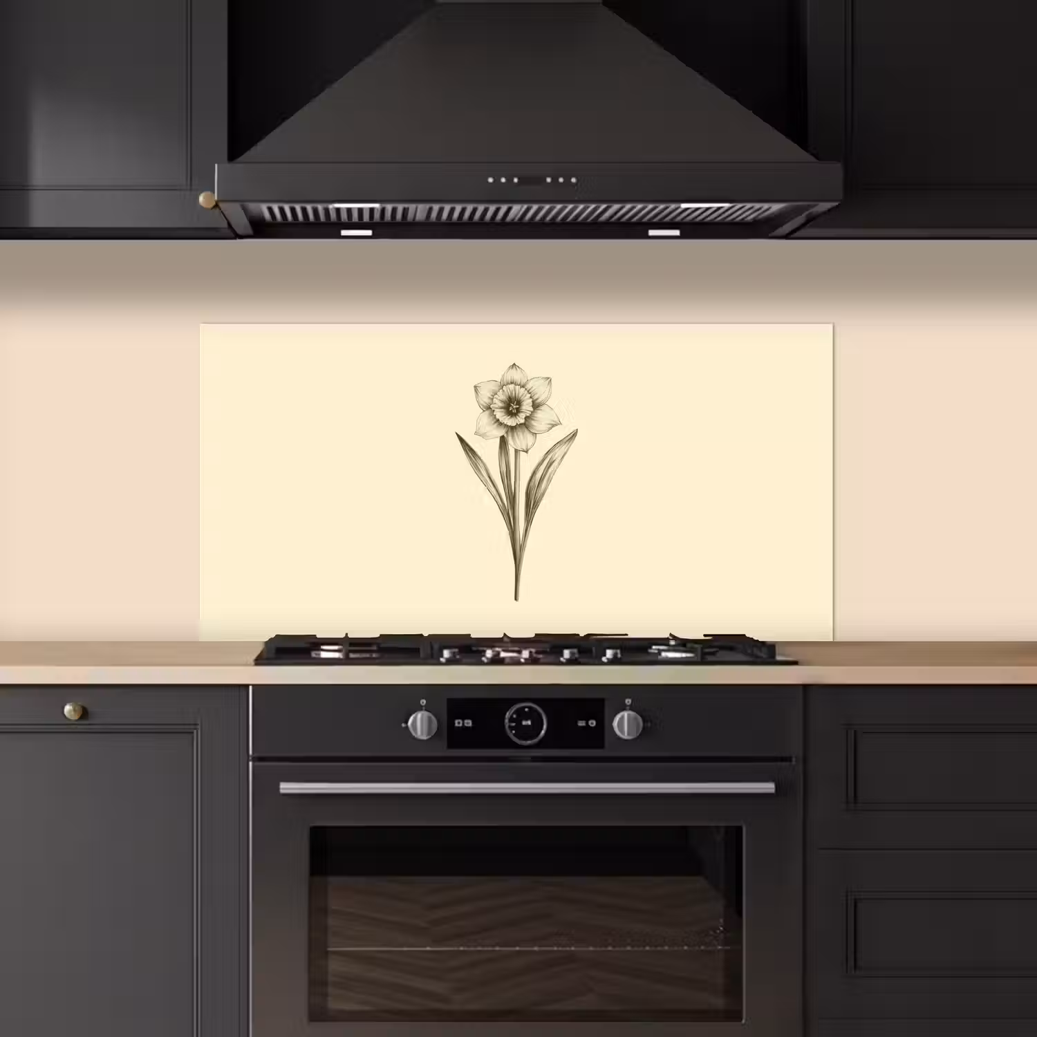Zwart - Narcis - Illustratie keuken achterwand spatscherm middel -sfeer1