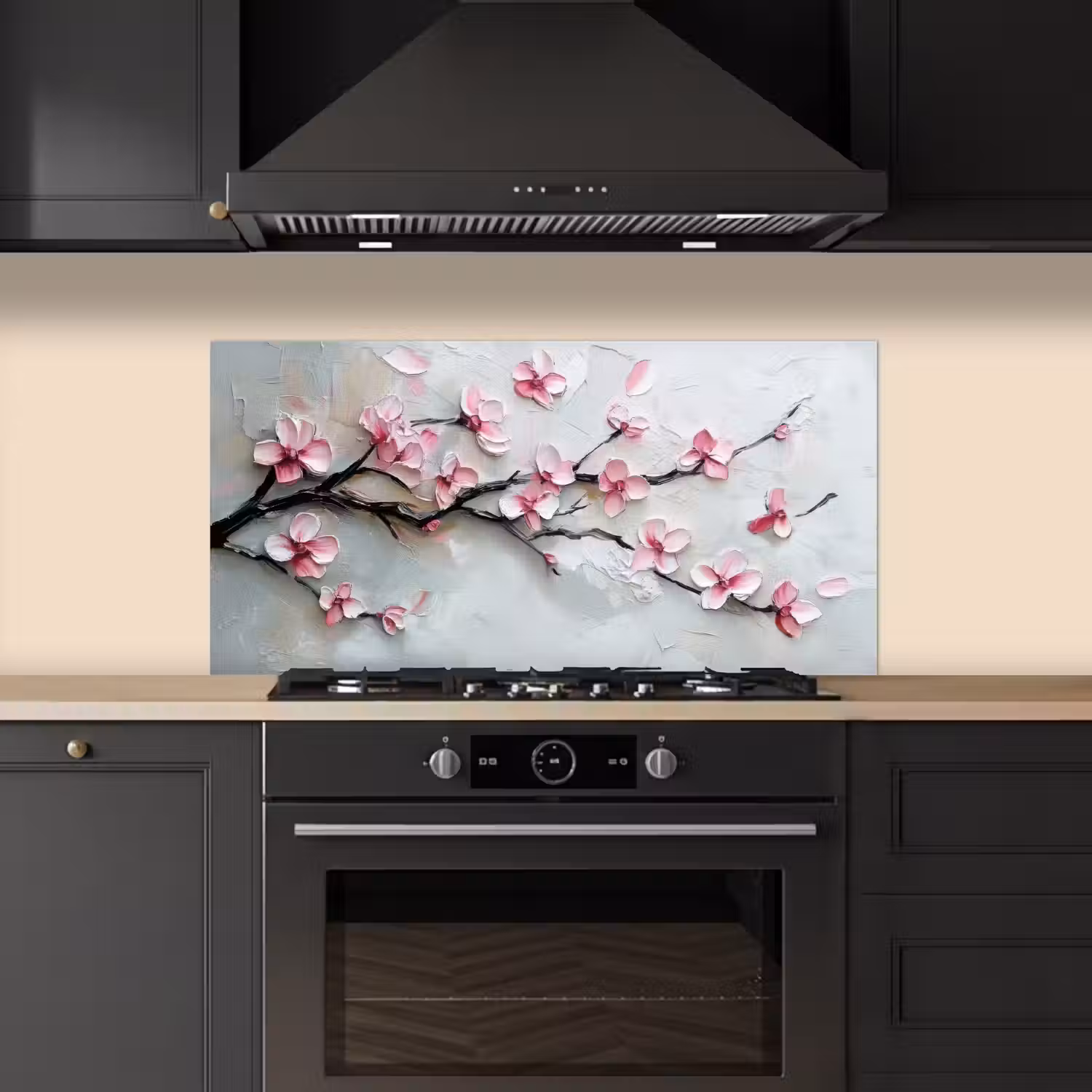 Bloesem - Kunstzinnig - Roze - Sakura keuken achterwand spatscherm middel -sfeer1