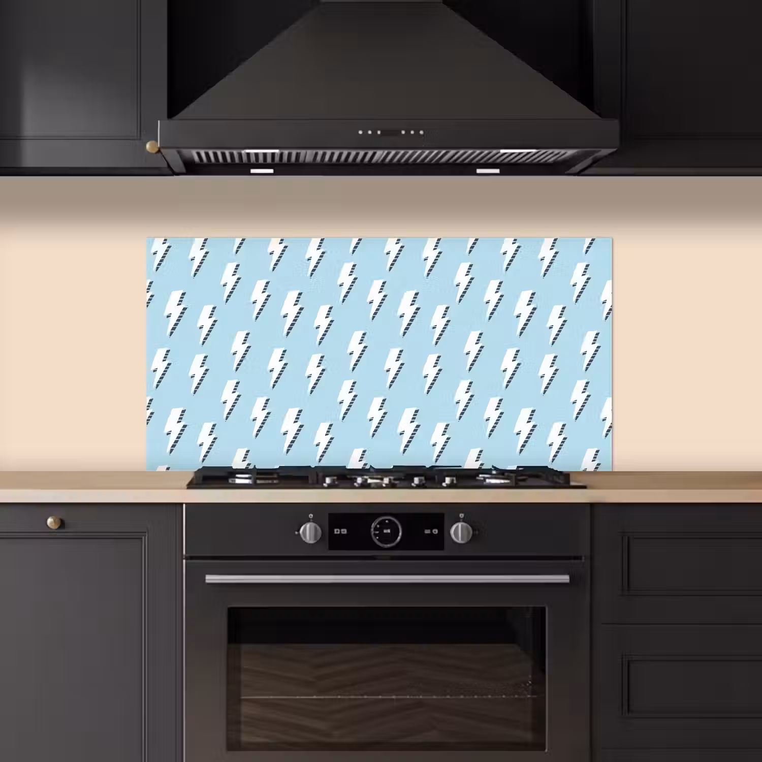Blauw - Wit - Patroon - Bliksem keuken achterwand spatscherm middel 899 -sfeer1
