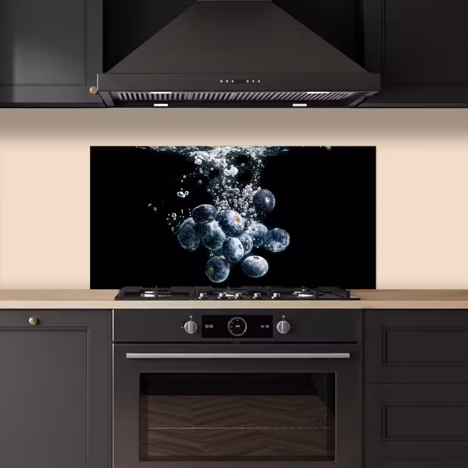Blauwe bessen - Fruit - bes - Stilleven - Water - Zwart keuken achterwand spatscherm middel -sfeer1