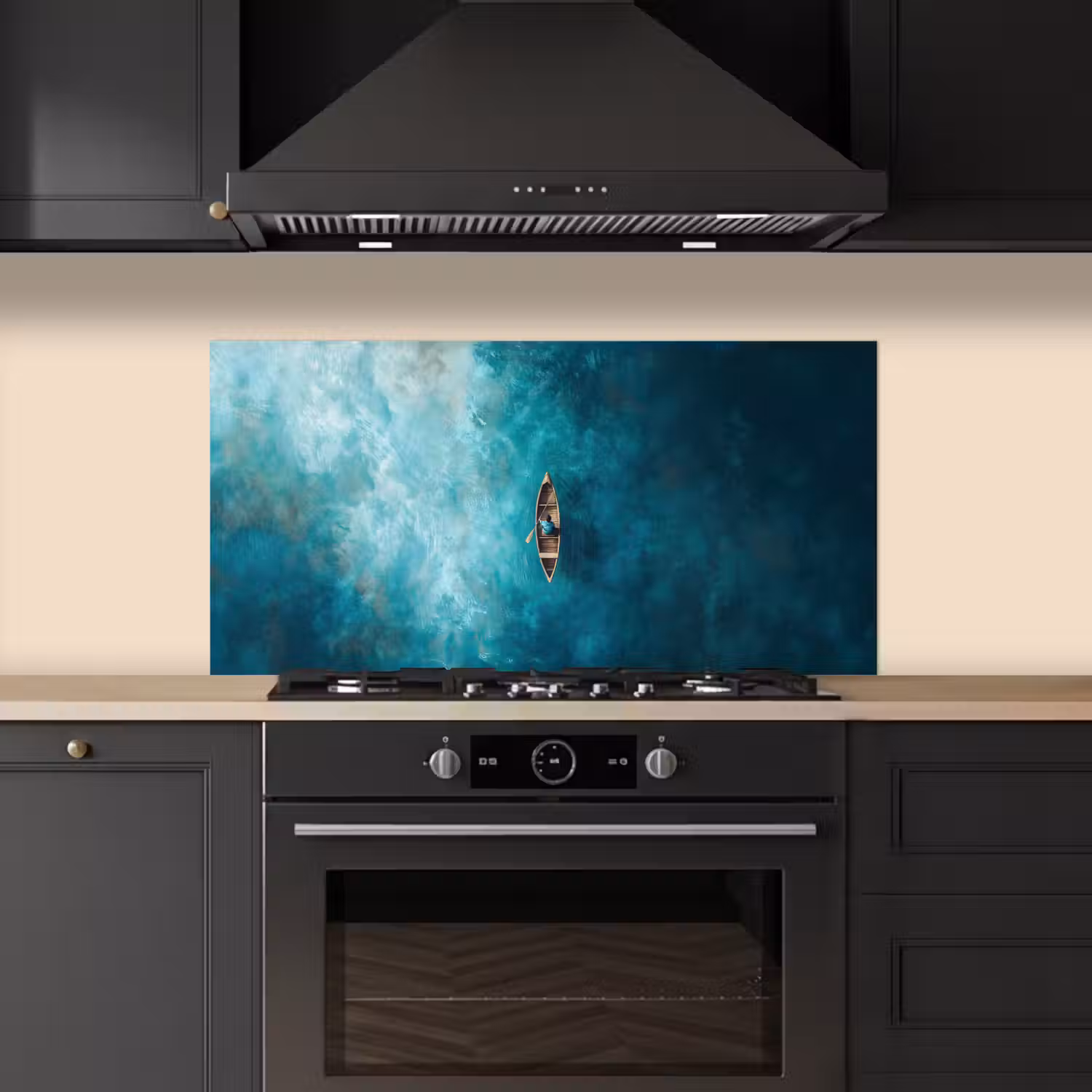 Bootje - Water - Blauw keuken achterwand spatscherm middel -sfeer1