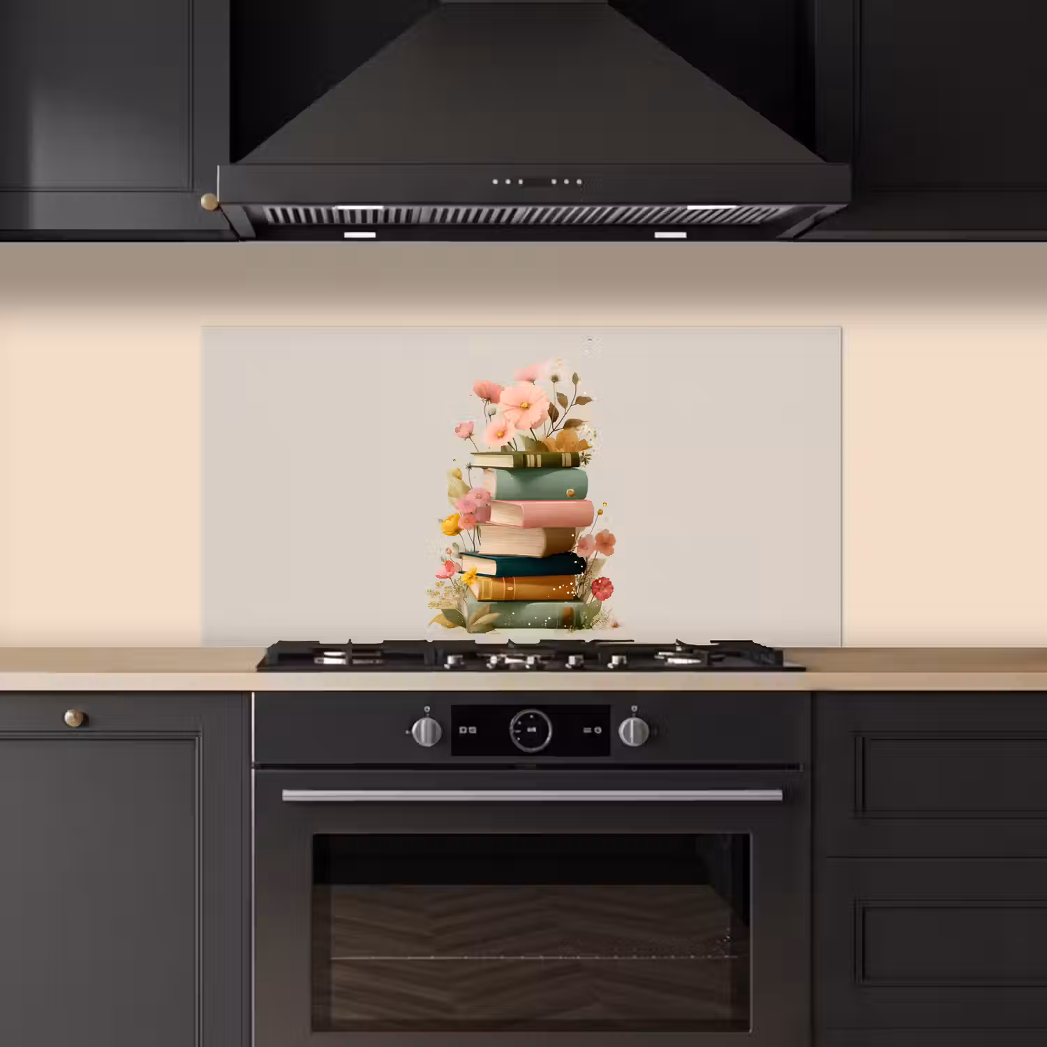 Boeken - Stapel - Bloemen - Kleurrijk keuken achterwand spatscherm middel -sfeer1