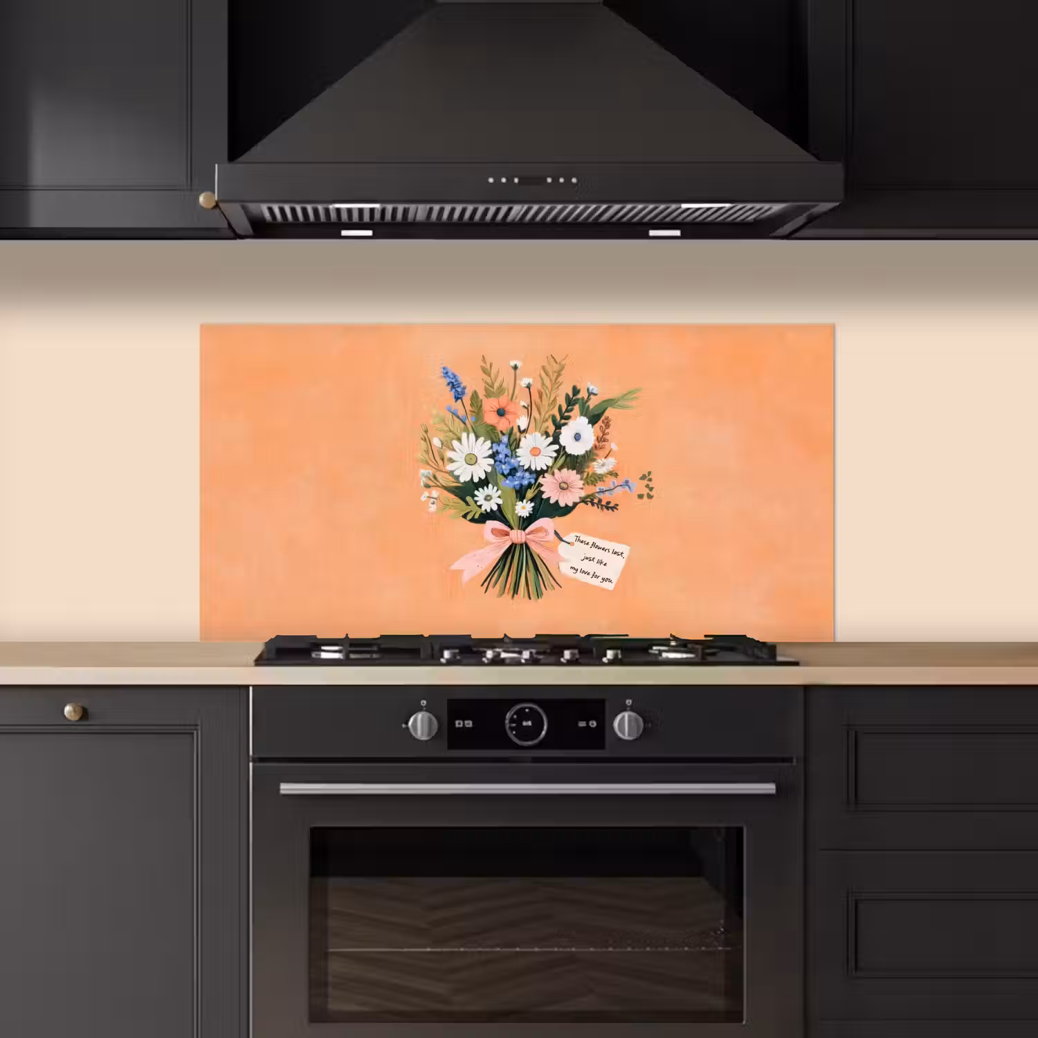 Boeket - Strikje - Quote keuken achterwand spatscherm middel -sfeer1