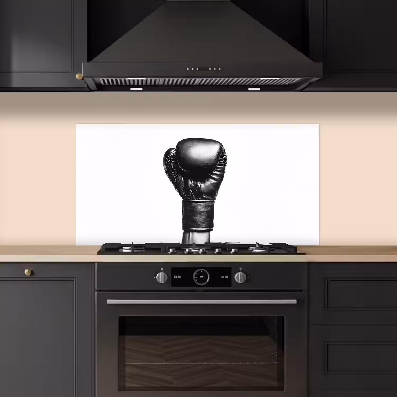 Bokshandschoen - Zwart - Hand keuken achterwand spatscherm middel -sfeer1