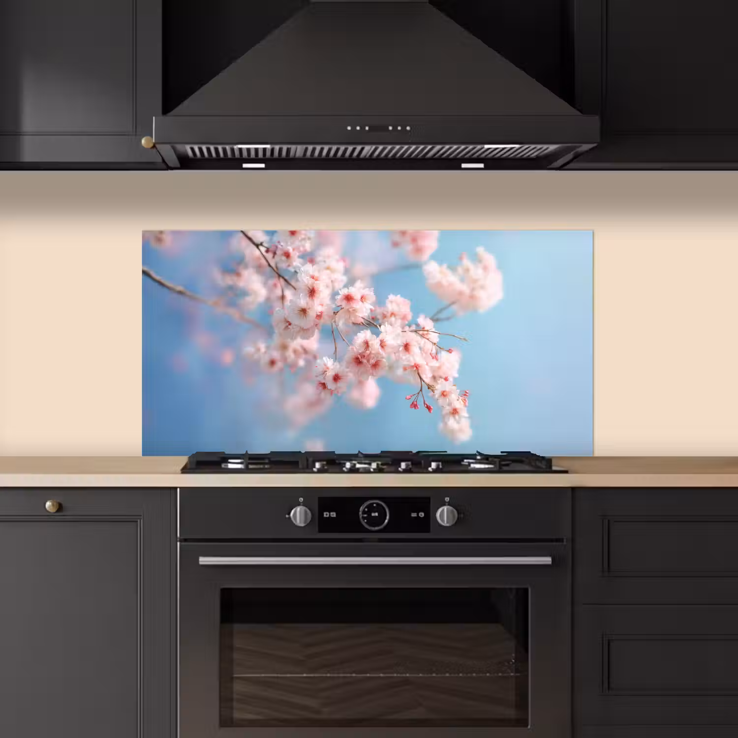 Takken - Bloesems - Roze keuken achterwand spatscherm middel -sfeer1