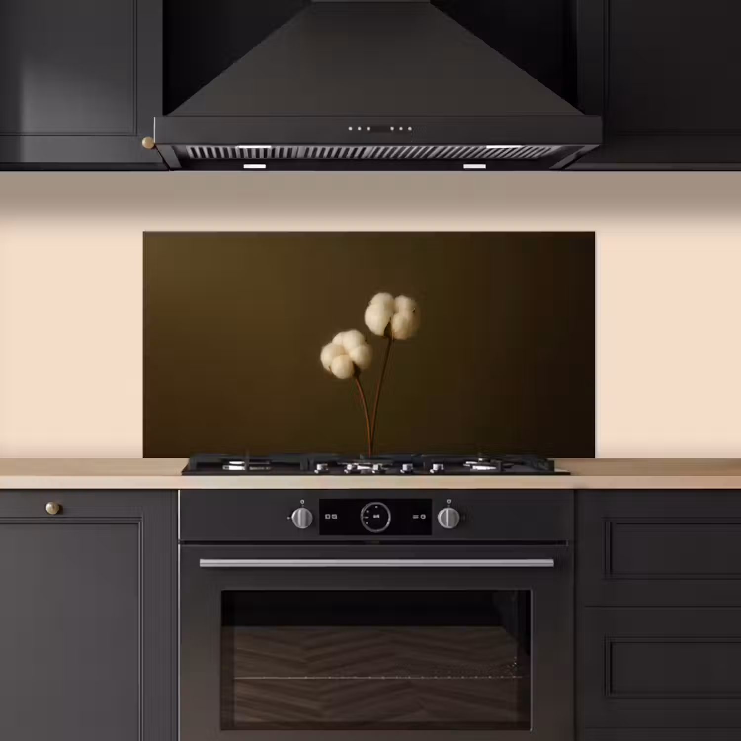 Takken - Katoen - Wit - Bollen keuken achterwand spatscherm middel -sfeer1