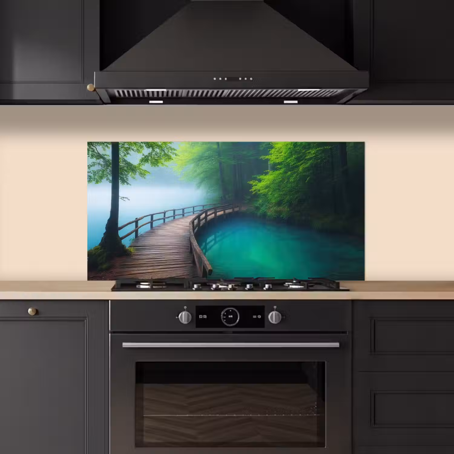 Brug - Water - Rivier - Bos keuken achterwand spatscherm middel -sfeer1