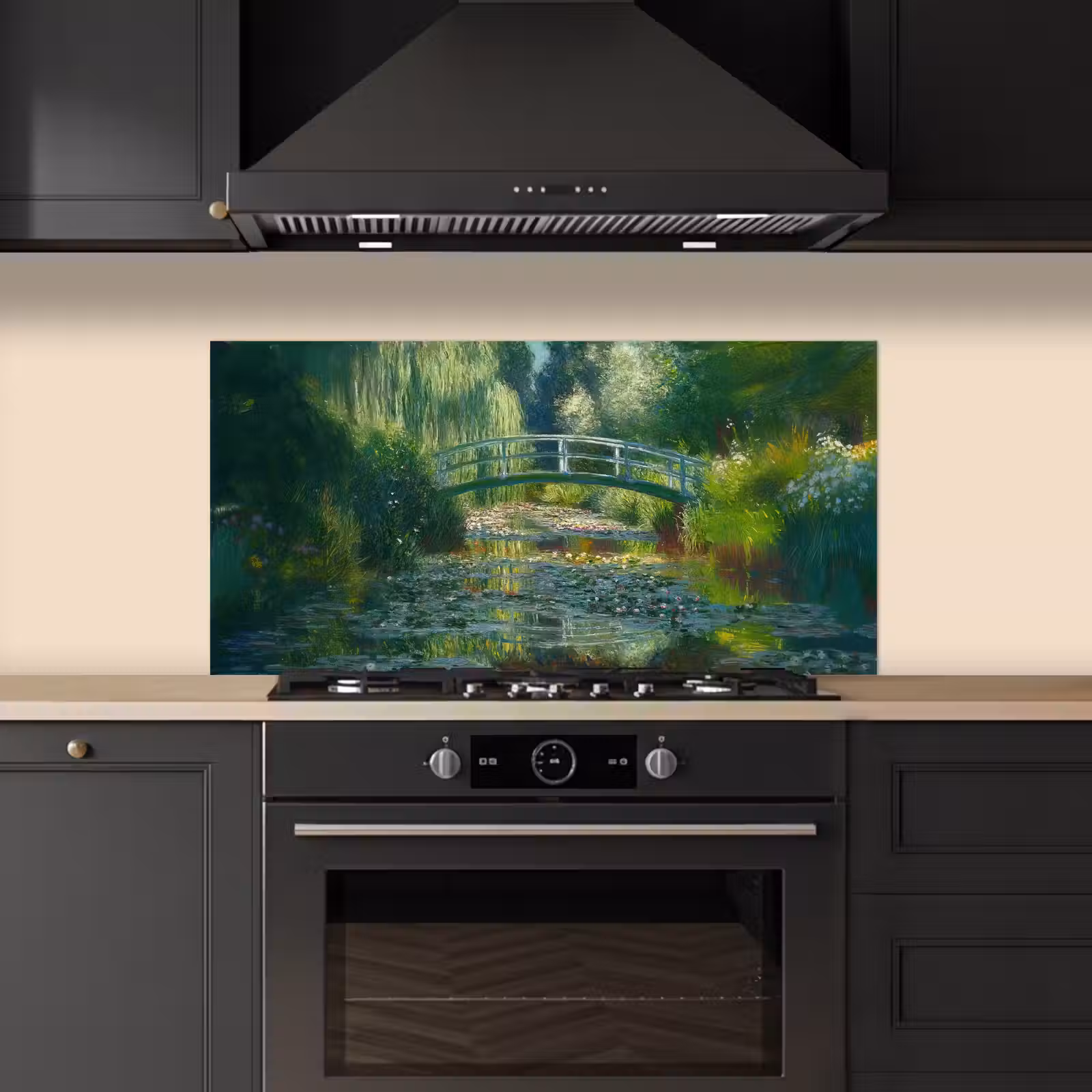 Brug - Hout - Vijver - Waterlelies keuken achterwand spatscherm middel -sfeer1