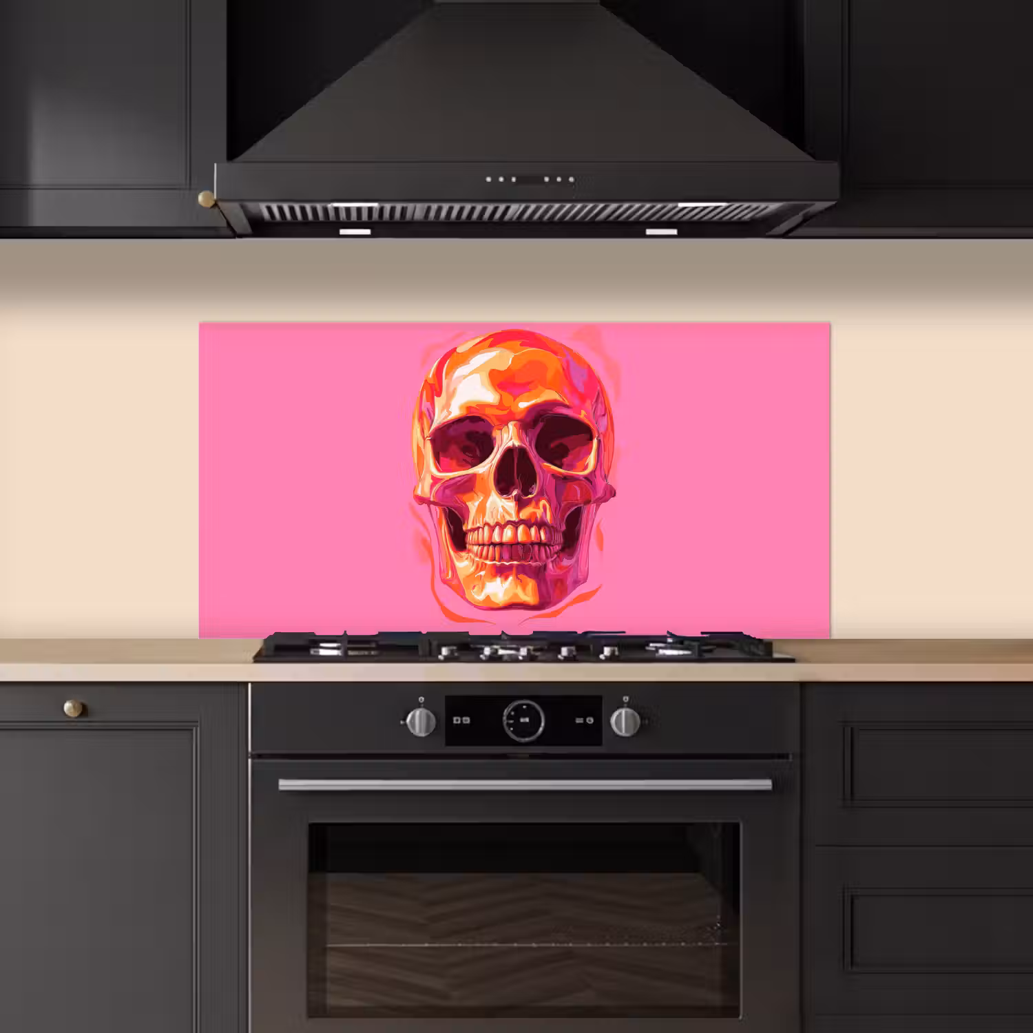 Felroze - Tanden - Schedel keuken achterwand spatscherm middel -sfeer1