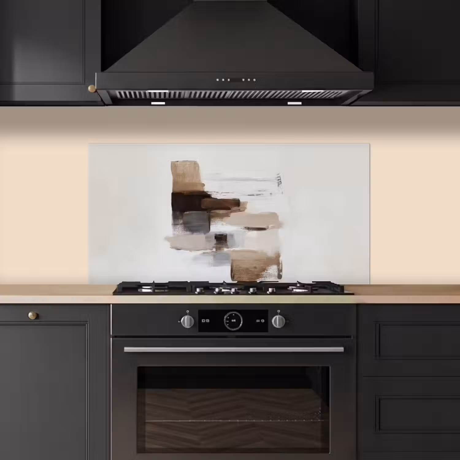 Penseelstreken - Balans - Beige - Bruin keuken achterwand spatscherm middel -sfeer1