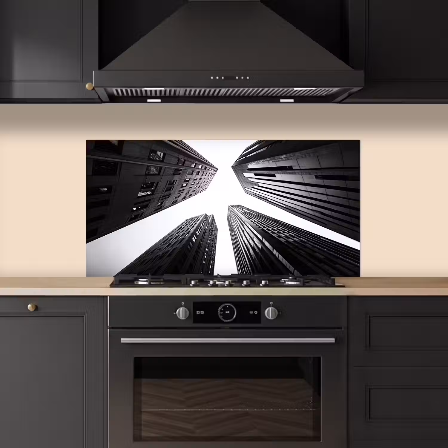 Gebouwen - Lucht - Zwart keuken achterwand spatscherm middel -sfeer1