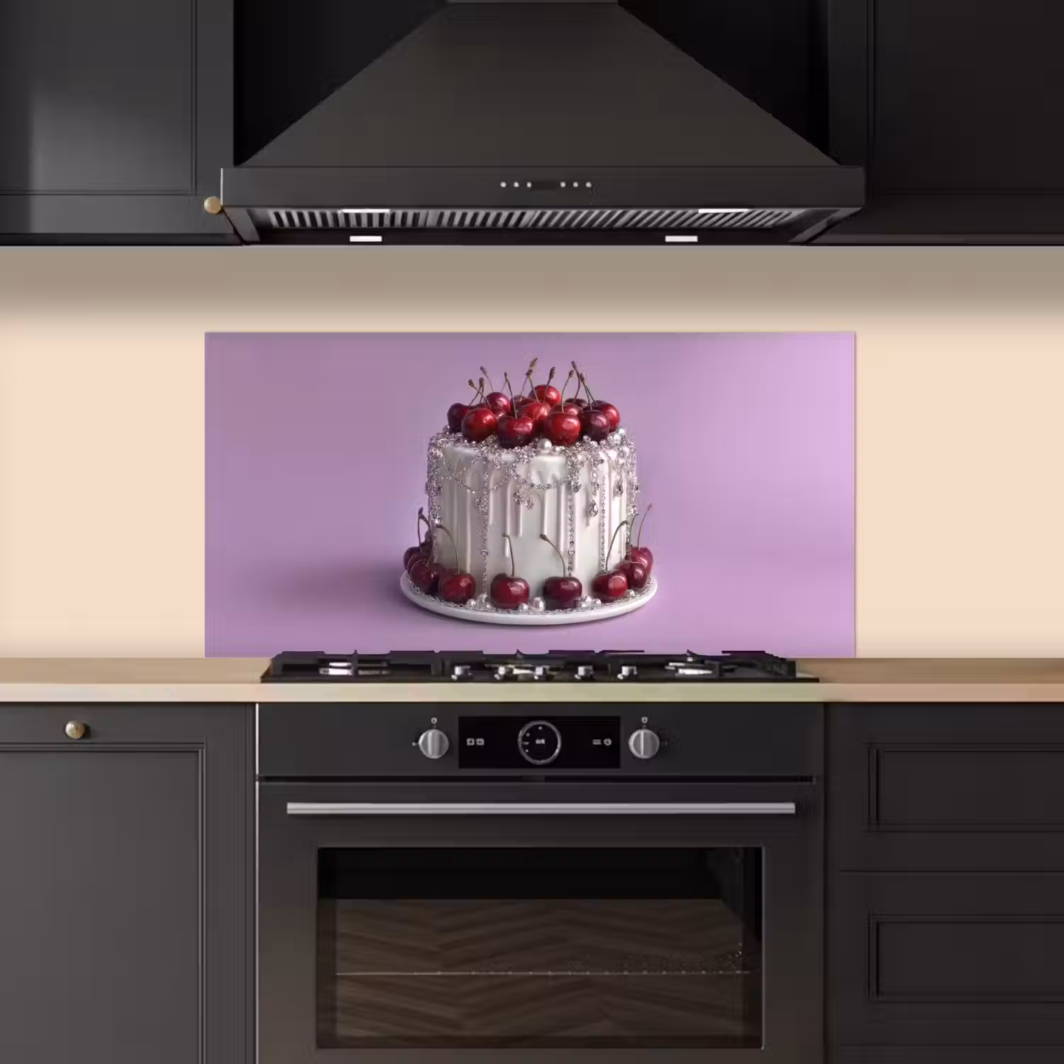Taart - Kersen - Juwelen - Rood keuken achterwand spatscherm middel -sfeer1