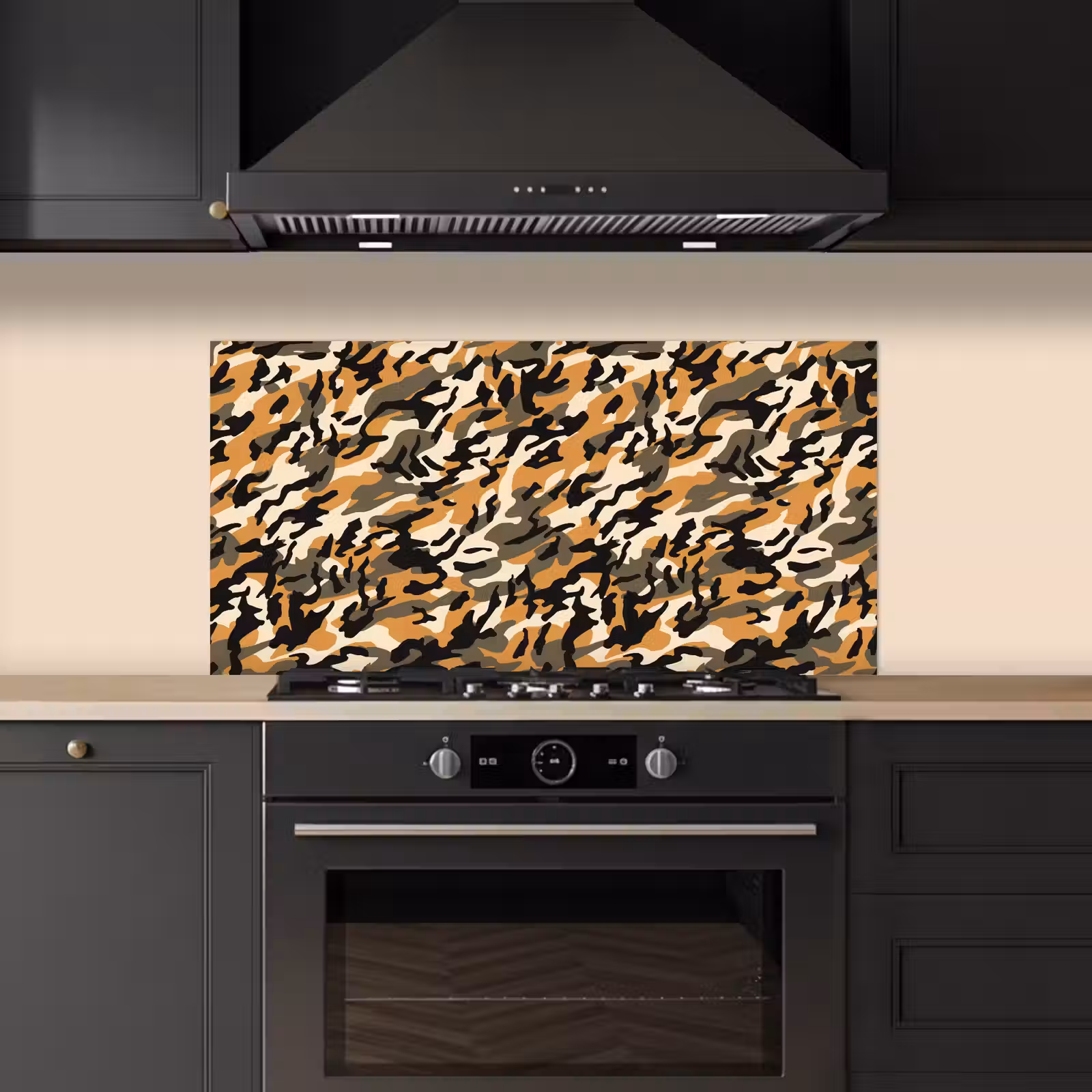 Camouflage - Aardetinten - Patroon keuken achterwand spatscherm middel 899 -sfeer1
