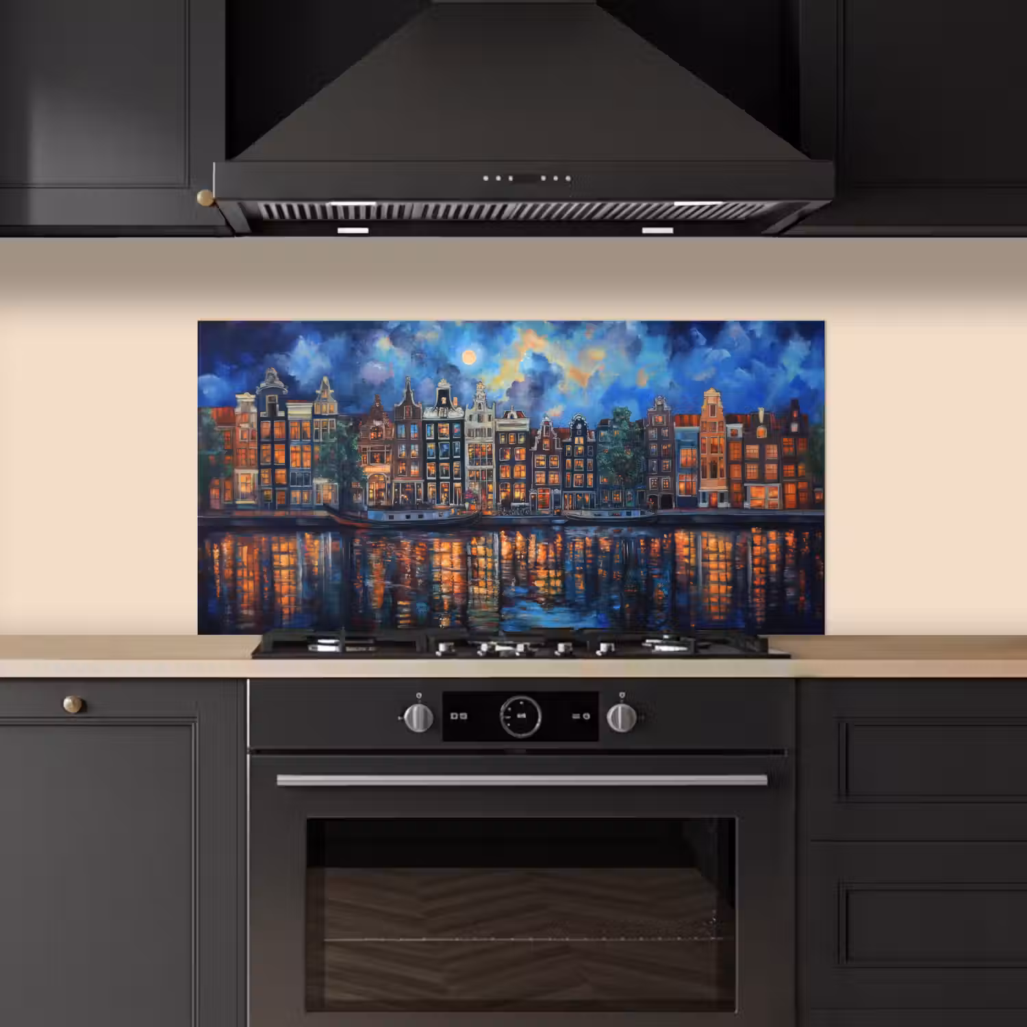 Grachten Amsterdam - Huizen - Stad - Kleurrijk keuken achterwand spatscherm middel -sfeer1