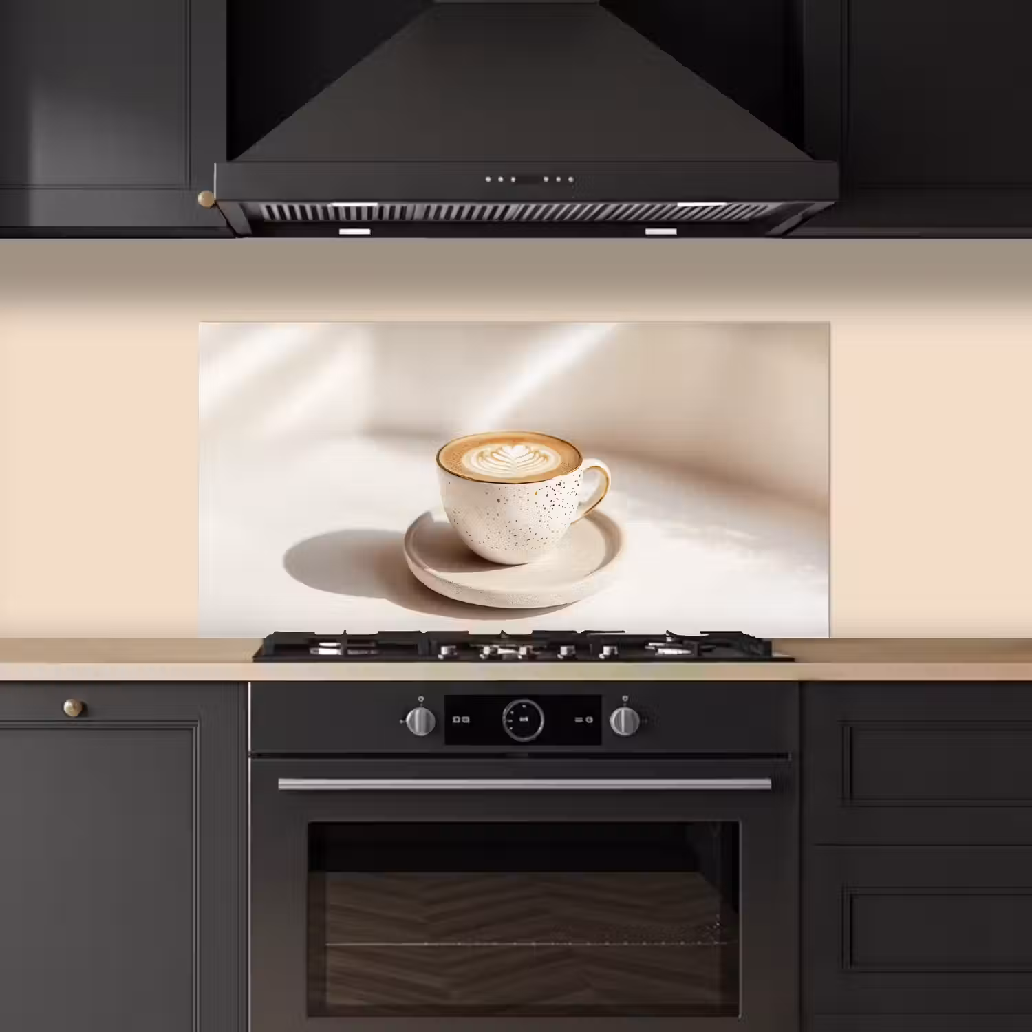 Cappuccino - Schuim - Schotel - Beige keuken achterwand spatscherm middel -sfeer1