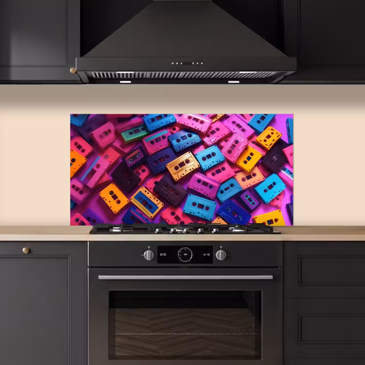 Cassetteband - Kleurrijk - Energiek keuken achterwand spatscherm middel -sfeer1