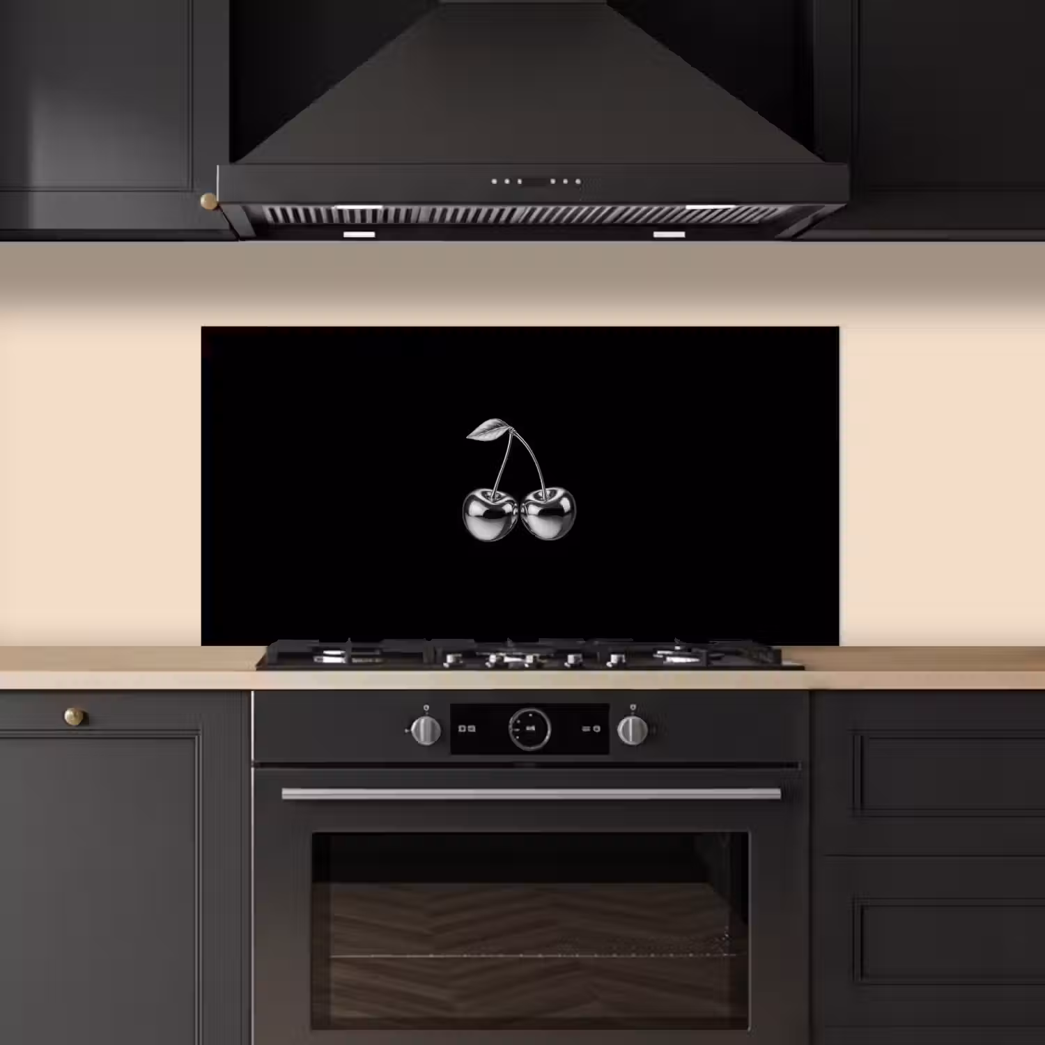 Kers - Luxueus - Metallic keuken achterwand spatscherm middel -sfeer1