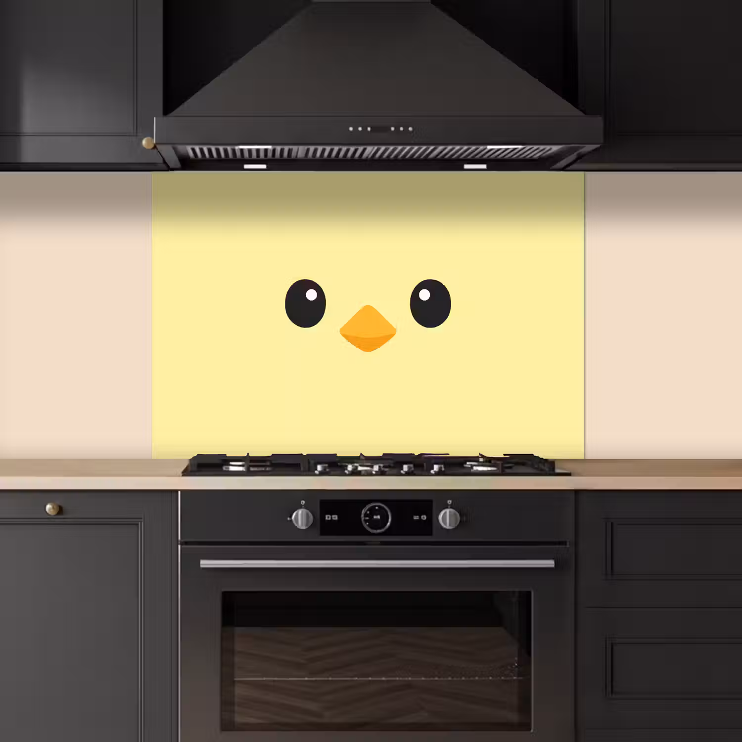 Kuiken - Vrolijk - Geel - Minimalistisch keuken achterwand spatscherm middel -sfeer1