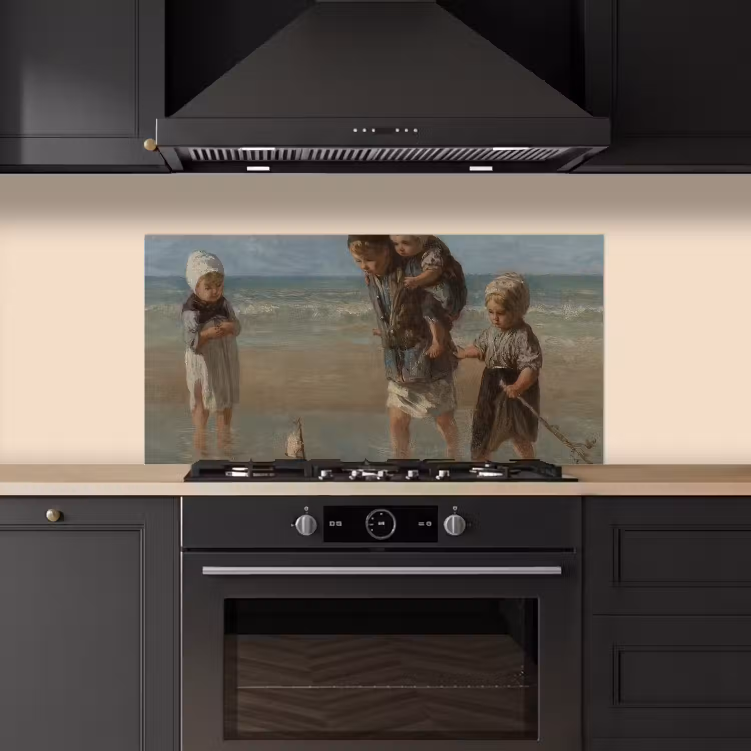 Kinderen der zee - Schilderij van Jozef Israëls keuken achterwand spatscherm middel -sfeer1
