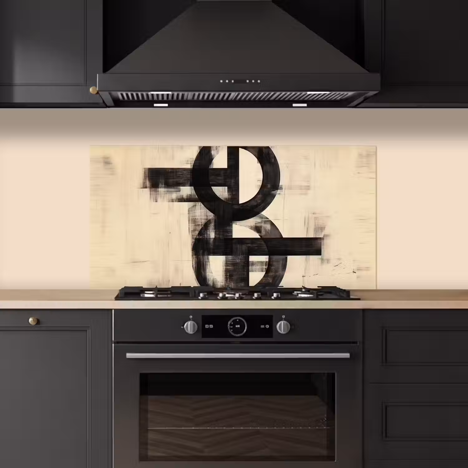 Cirkels - Balken - Zwart - Abstract keuken achterwand spatscherm middel -sfeer1
