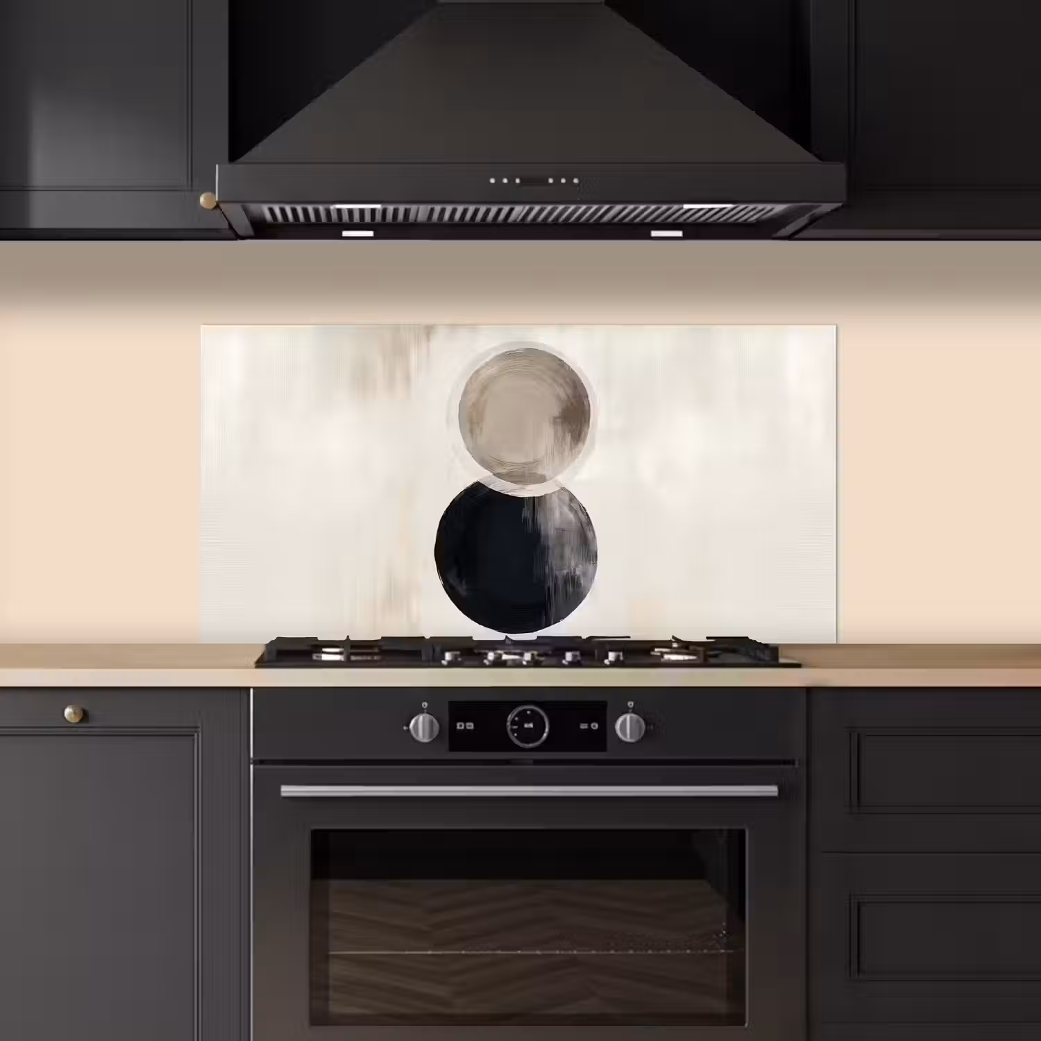 Cirkels - Vorm - Beige - Abstract keuken achterwand spatscherm middel -sfeer1