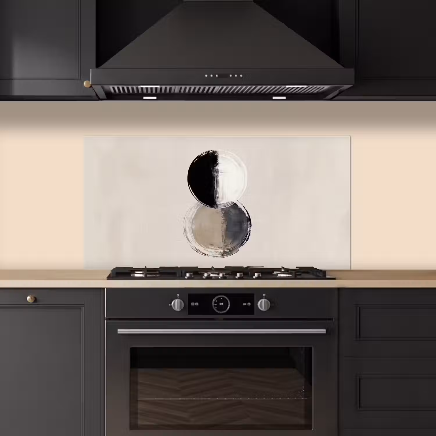 Cirkels - Strepen - Minimalistisch - Zwart keuken achterwand spatscherm middel -sfeer1