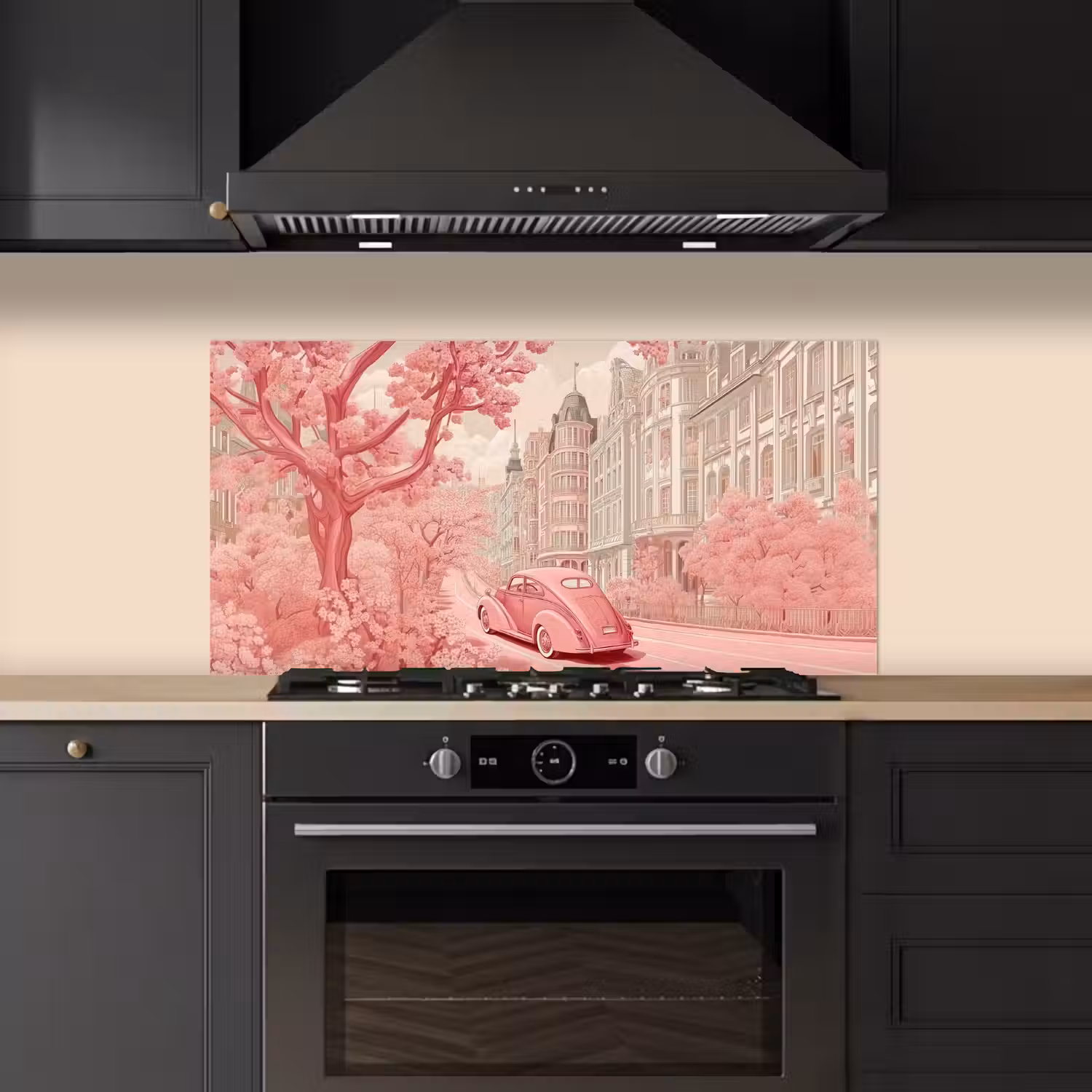 City - Car - Pink keuken achterwand spatscherm middel -sfeer1