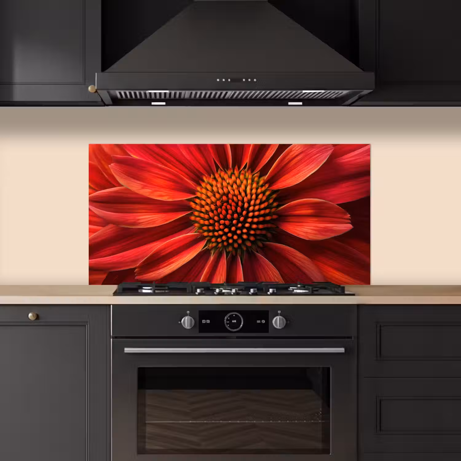 Close up - Bloem- Rood keuken achterwand spatscherm middel -sfeer1
